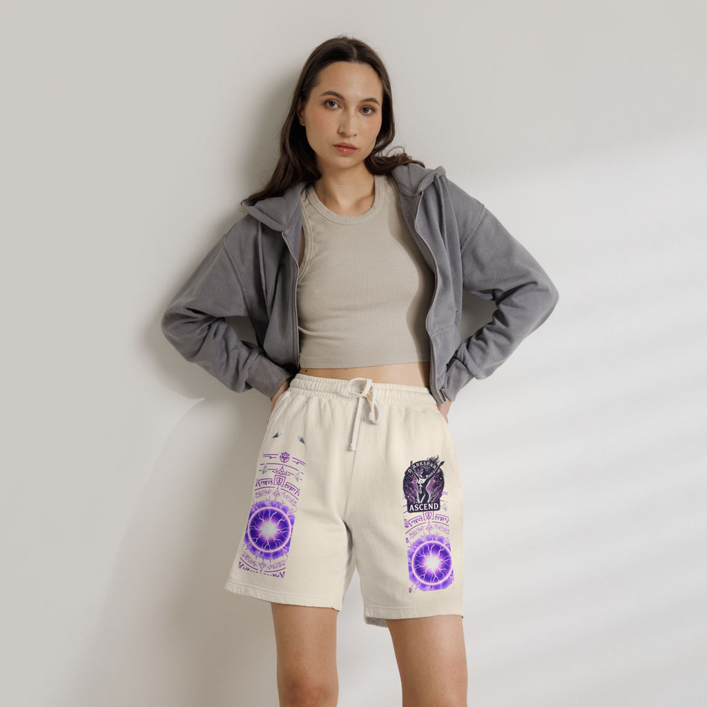 Power Runs Black PRB Ascend Graphic Sweat Shorts — Light Fleece Athletic Lounge Shorts by Printify