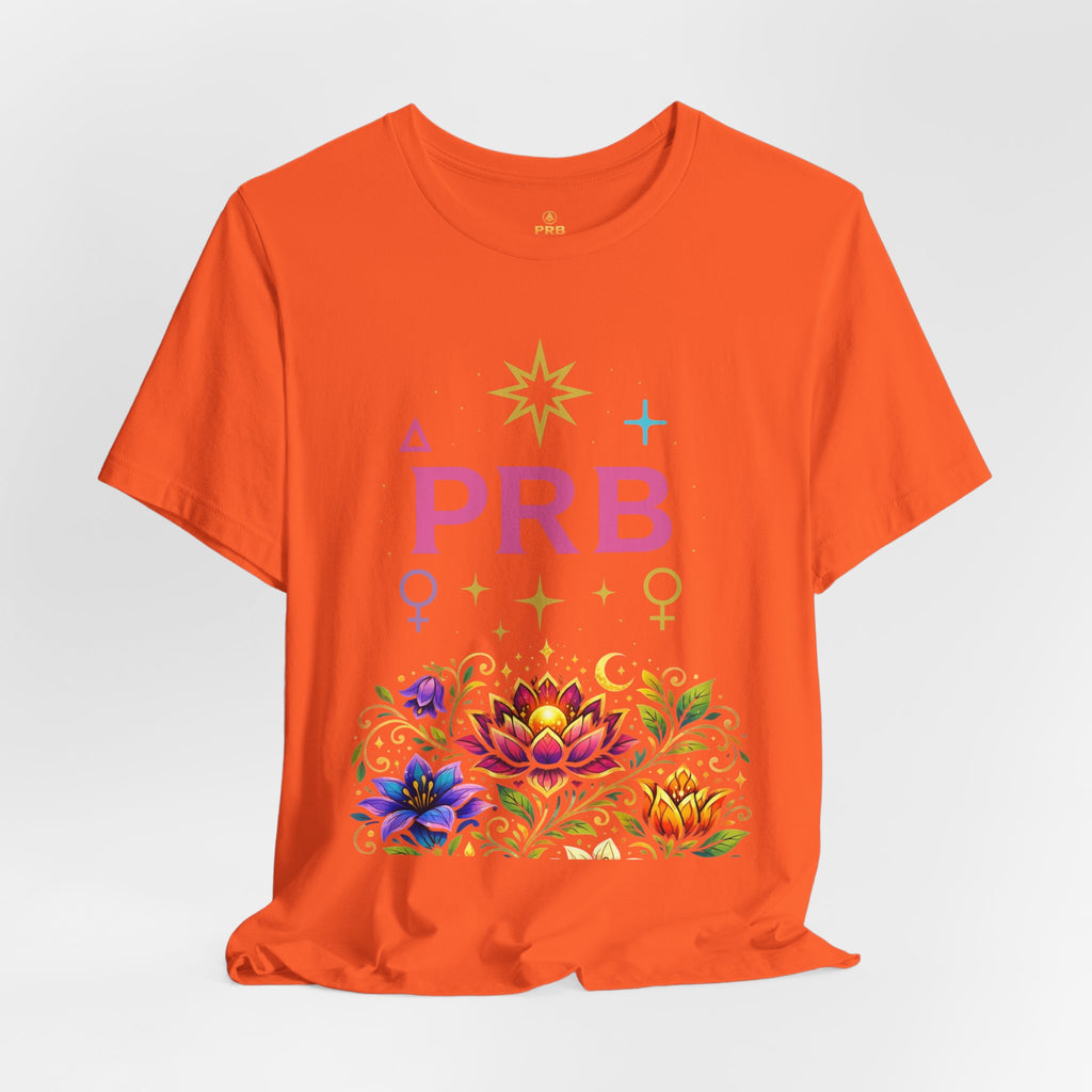 Pretty Rich Bitch The Collection by PRB Floral Lotus T‑Shirt — Colorful Spiritual Symbol Tee by Power Runs Black