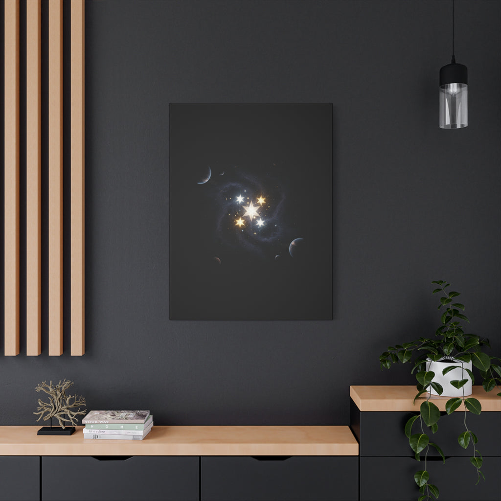 Power Runs Black PRB Glowing Star Constellation Canvas by Power Runs Black