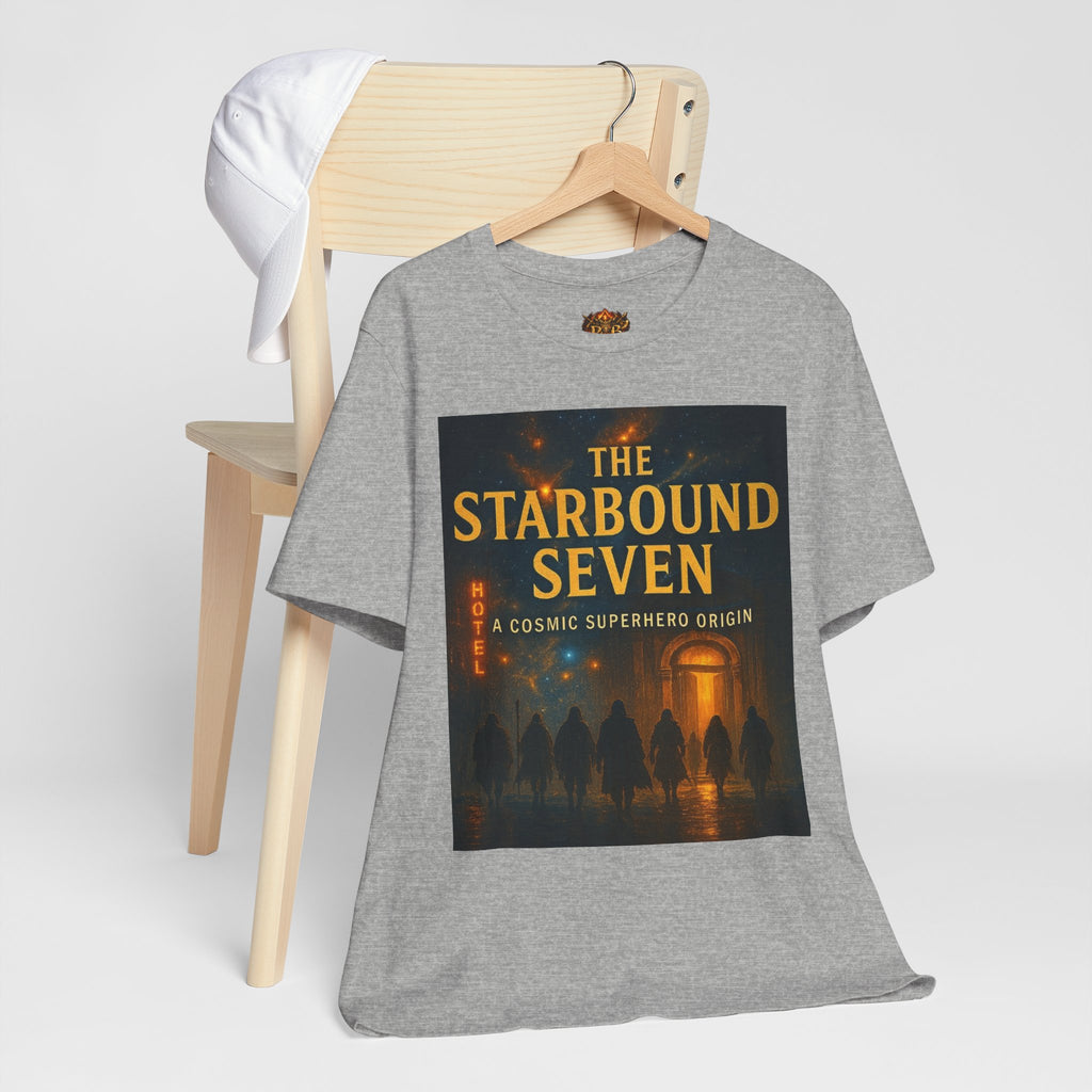 Power Runs Black PRB The Starbound Seven Tee – Retro Cosmic Superhero Poster Shirt by Power Runs Black