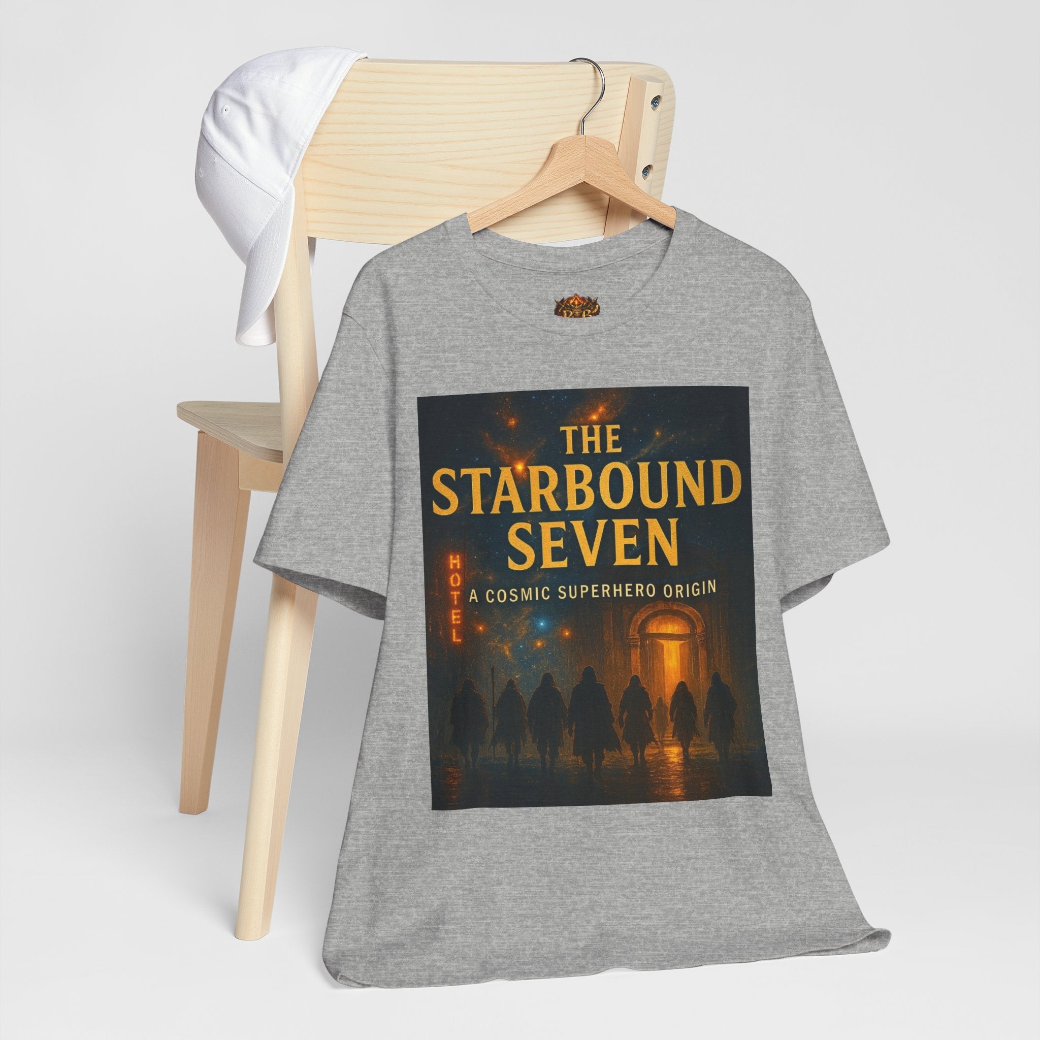 Power Runs Black PRB The Starbound Seven Tee – Retro Cosmic Superhero Poster Shirt by Power Runs Black
