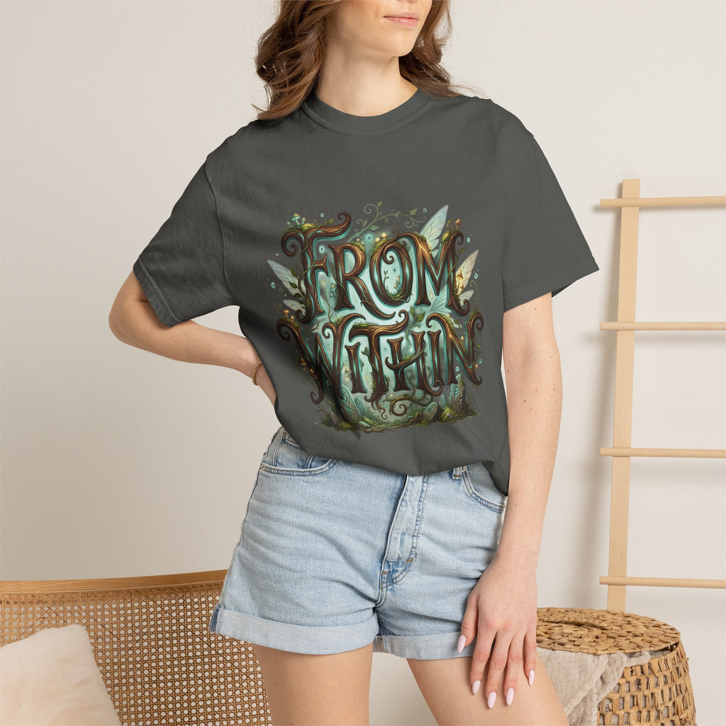 Power Runs Black PRB From Within T-shirt | Nature Typography Forest Illustration by Printify