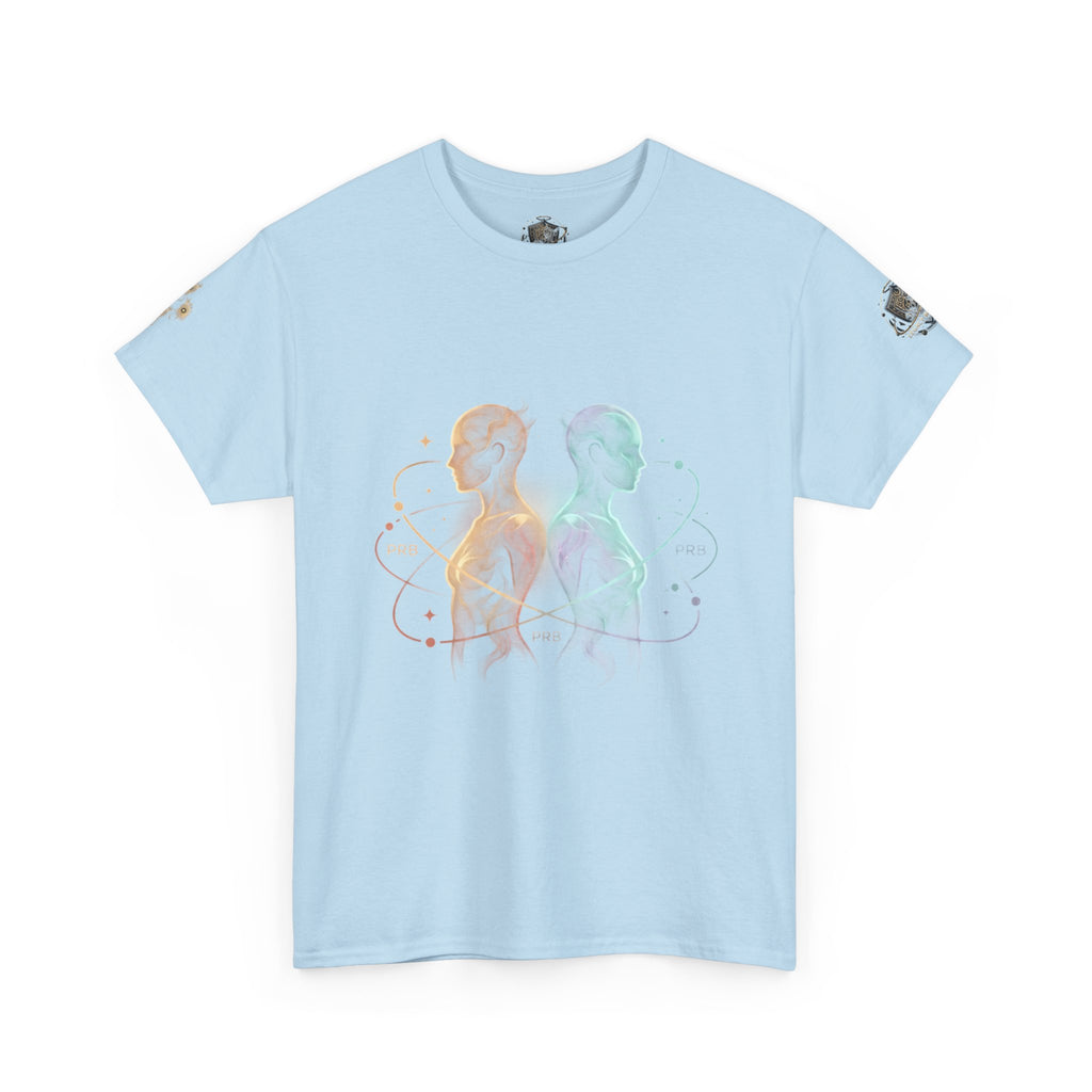 Power Runs Black Gemini Spirit Tee — Twin Sun & Moon Celestial Graphic T-Shirt by Printify