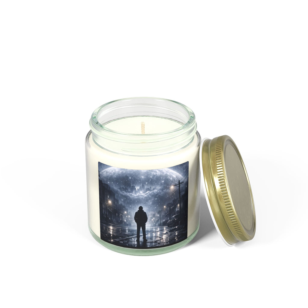 PRB Lone Figure Under Moonlight Candle | Coconut Apricot Wax Jar by Power Runs Black