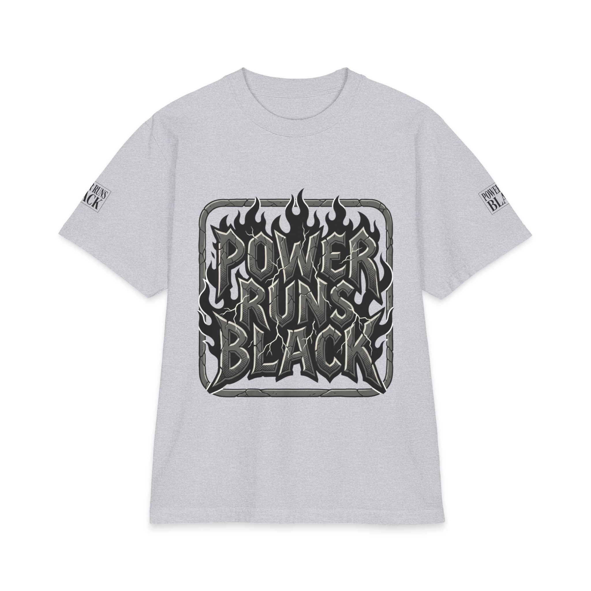 Power Runs Black Graphic T-Shirt — Bold Monochrome Streetwear by Printify