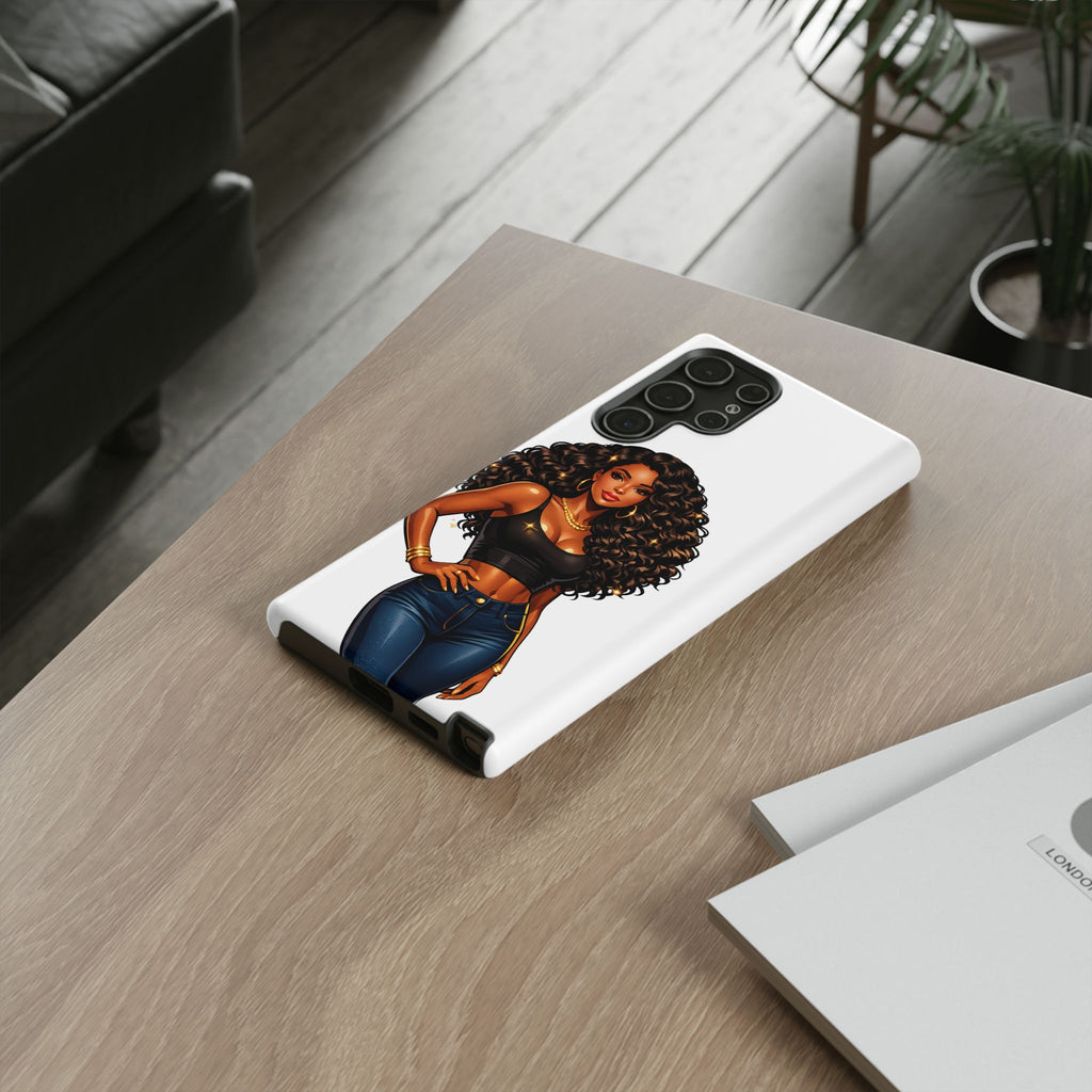 Pretty Rich Bitch by PRB Curly Hair Phone Case by Power Runs Black