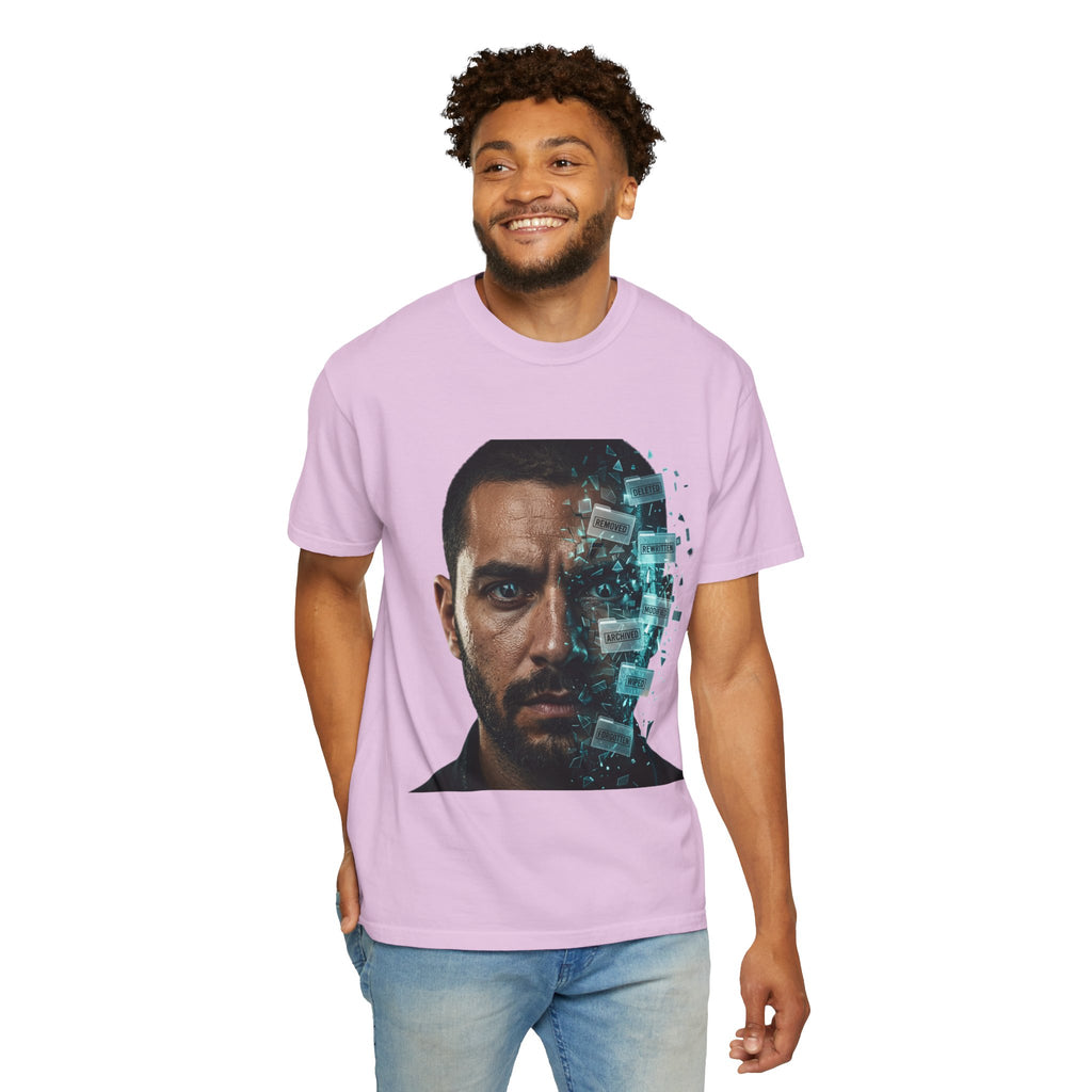 Syndication Loop Cyberpunk Portrait Tee — Tech-Noir Graphic T-Shirt | Power Runs Black by Printify