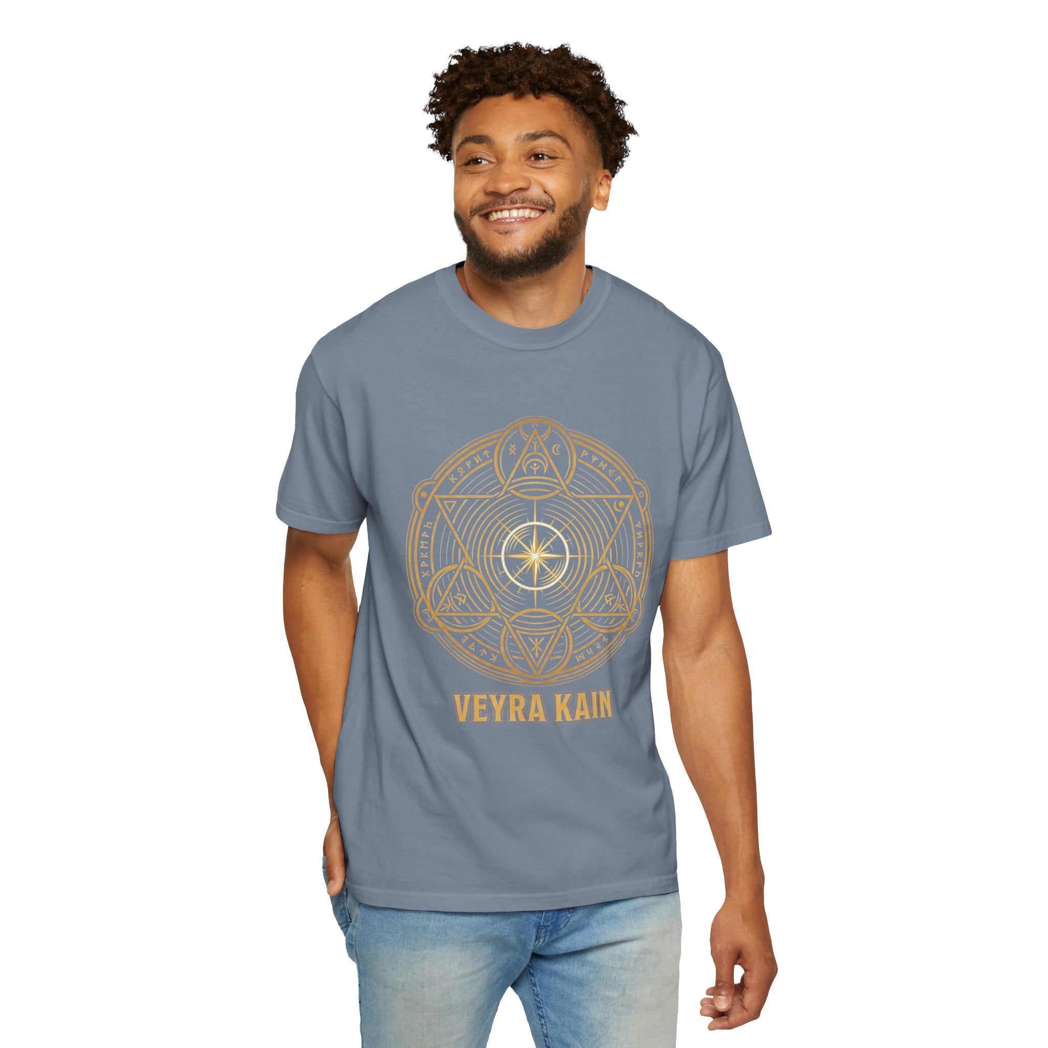 Power Runs Black PRB — Veyra Kain Geometric Sigil Tee with “Too Much Becomes Ruin” Graphic T-Shirt by Printify