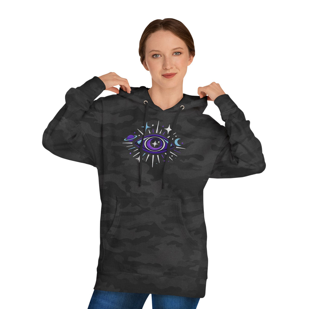 PRB Mystic Purple All-Seeing Eye Hoodie | Celestial Stars Moon by Power Runs Black