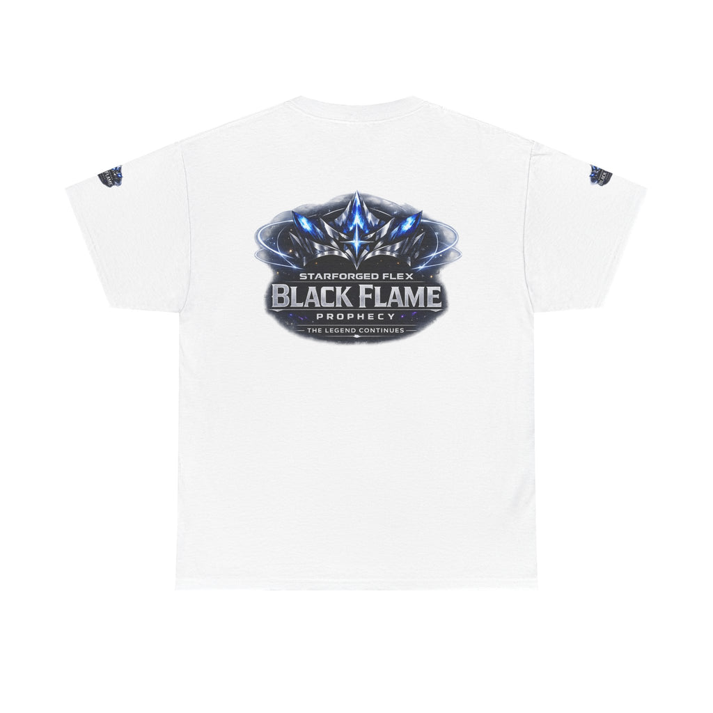 PRB Black Flame Prophecy Tee — Starforged Flex Graphic T‑Shirt by Power Runs Black