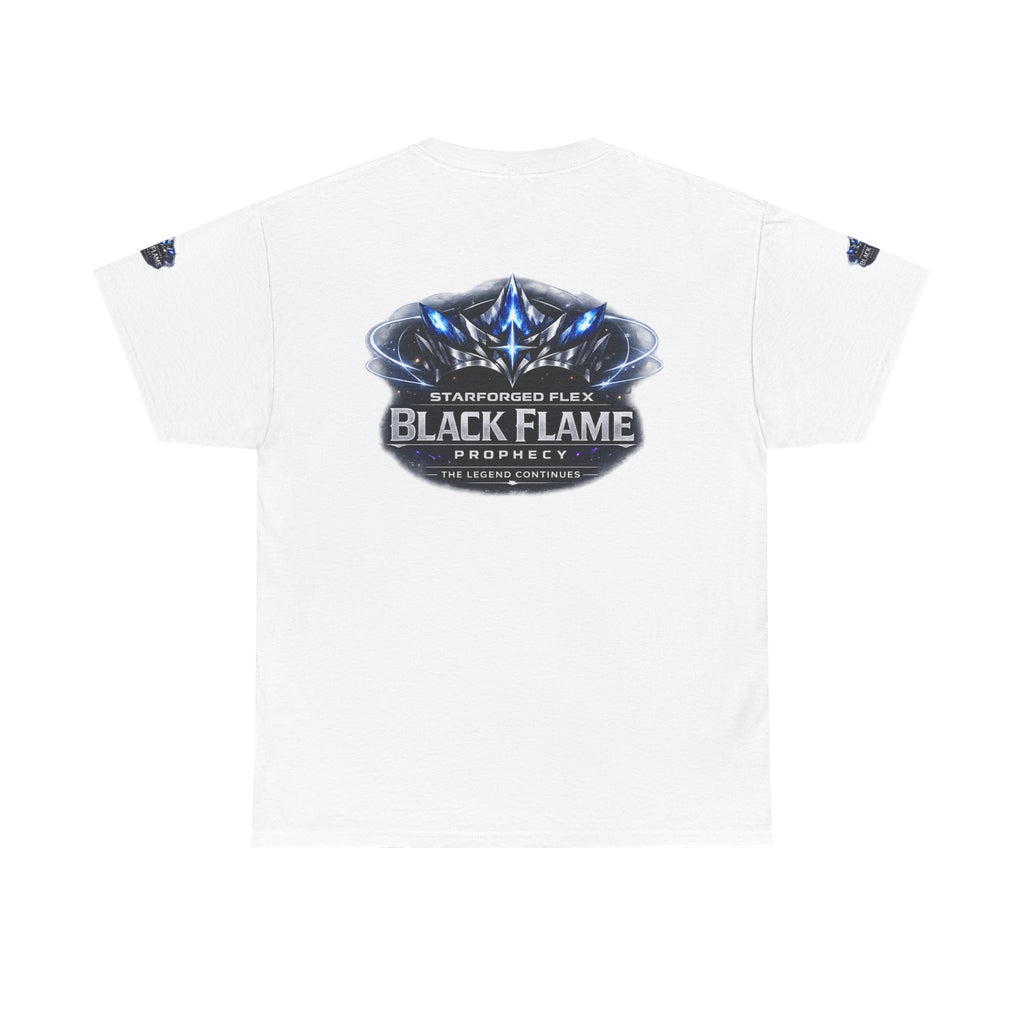 Black Flame Prophecy Graphic Tee — Dark Fantasy Sci-Fi T-Shirt | Power Runs Black by Printify