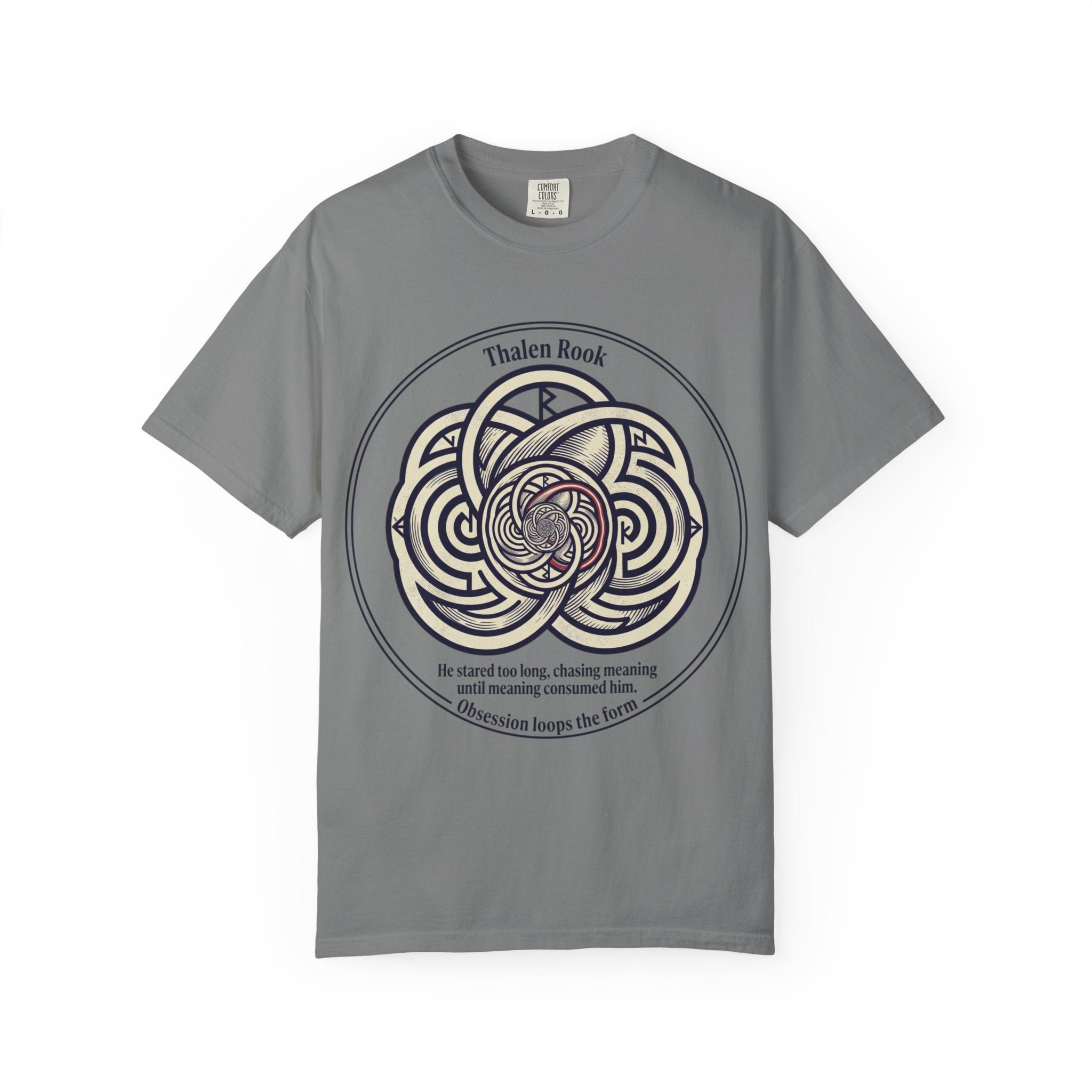 Power Runs Black PRB Thalen Rook Celtic Knot Graphic T-Shirt — "He stared too long..." Quote Tee by Power Runs Black