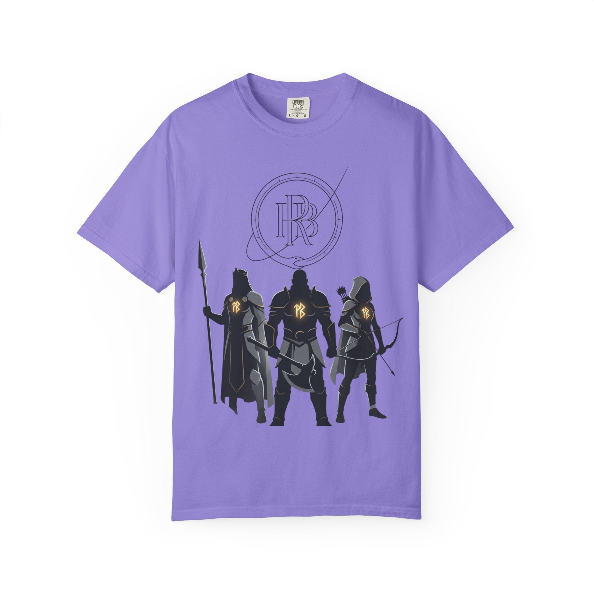 Printify PRB Fantasy Warrior Party T-Shirt — Knight, Archer & Spearfighter Silhouette Tee - T-Shirt