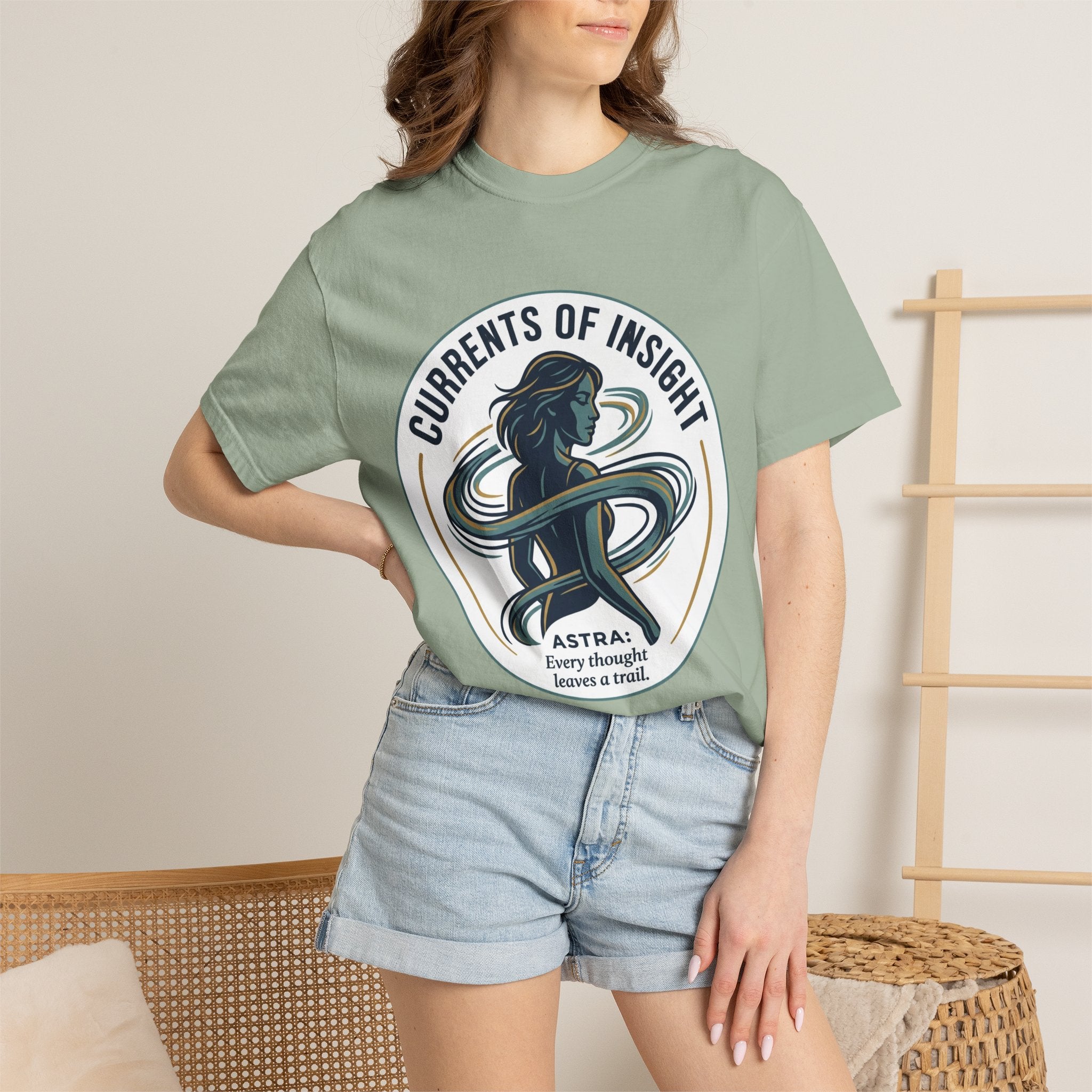 Power Runs Black Currents of Insight T-Shirt — 'Astra: Every thought leaves a trail' Graphic Tee by Power Runs Black