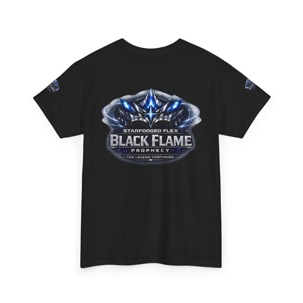 PRB Black Flame Prophecy Tee — Starforged Flex Graphic T‑Shirt by Power Runs Black