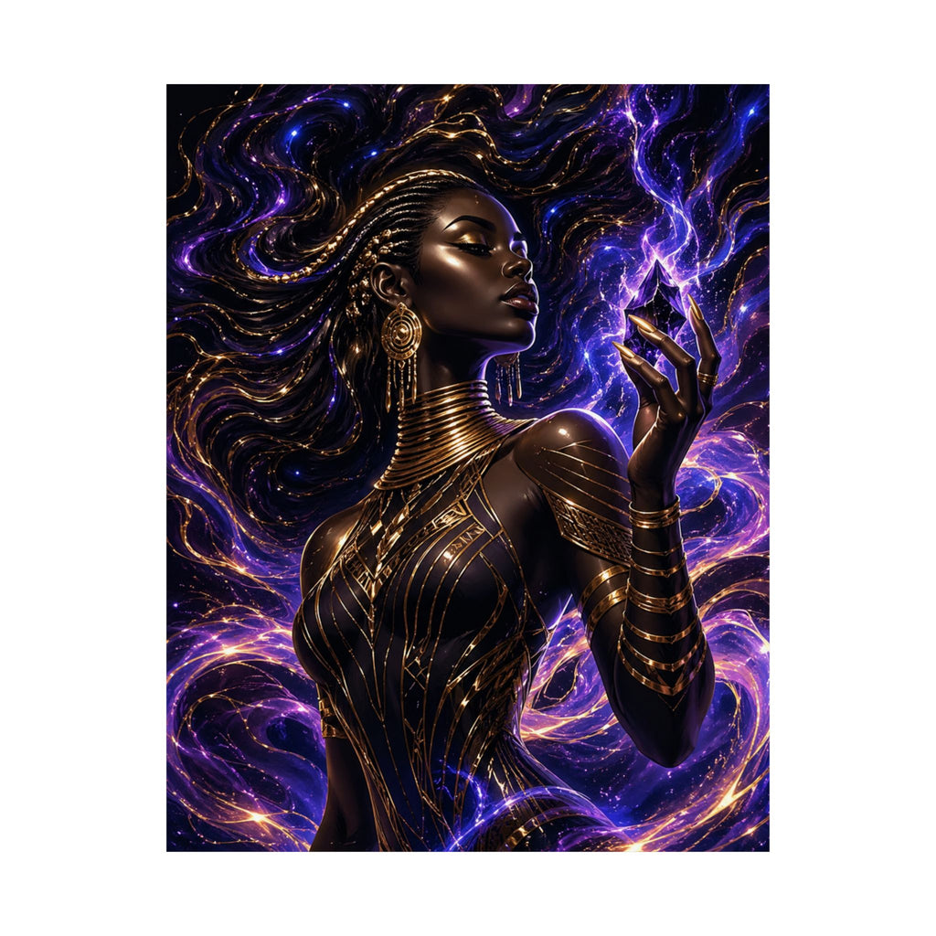 Power Runs Black Cosmic Goddess Matte Poster by Power Runs Black
