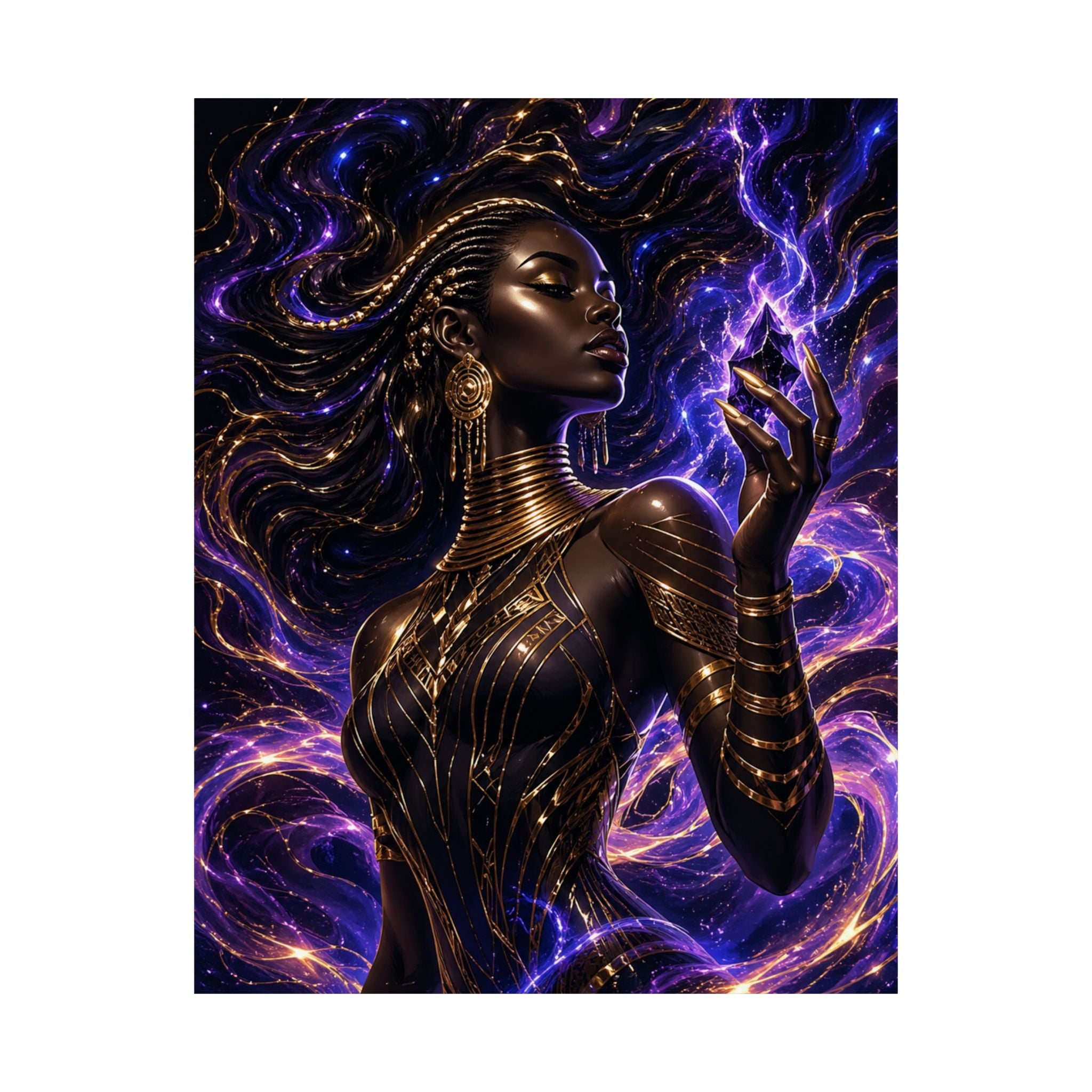 Power Runs Black Cosmic Goddess Matte Poster by Power Runs Black