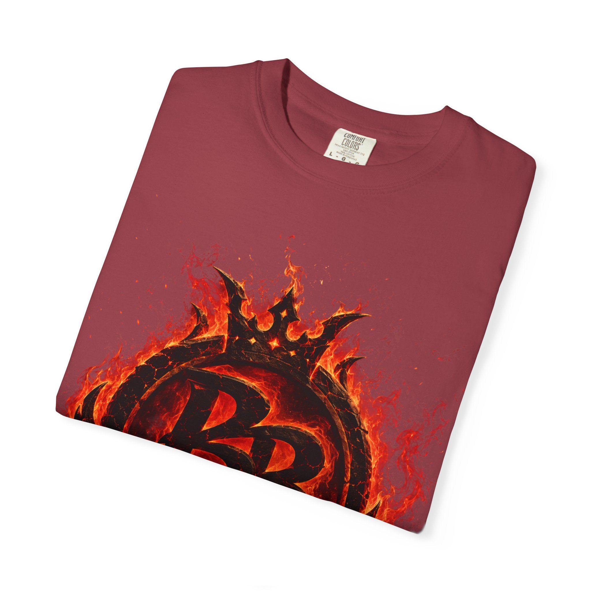 Power Runs Back PRB Flame Logo T-shirt | Fiery Emblem Tee, Grunge Rock Chic by Power Runs Black