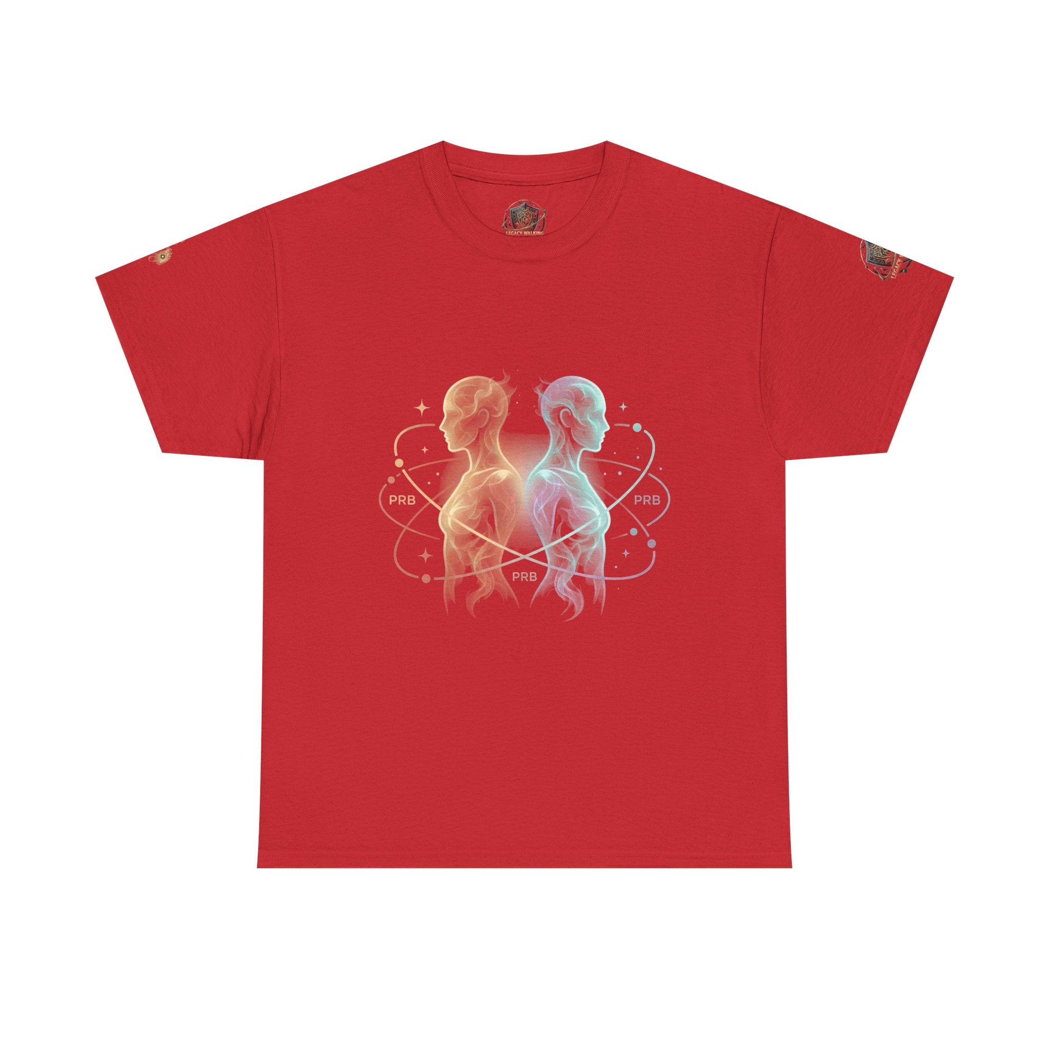 Power Runs Black Gemini Spirit Tee — Twin Sun & Moon Celestial Graphic T-Shirt by Printify