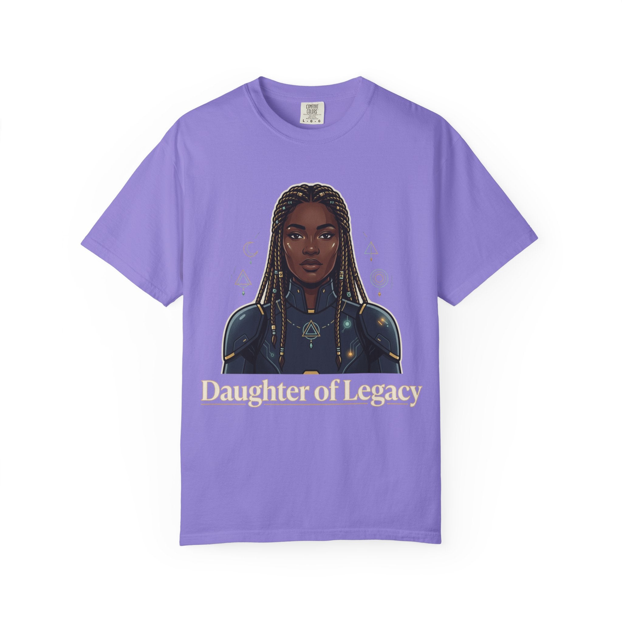 Power Runs Black Daughter of Legacy Graphic T-Shirt | Black Girl Magic Portrait Tee by Printify