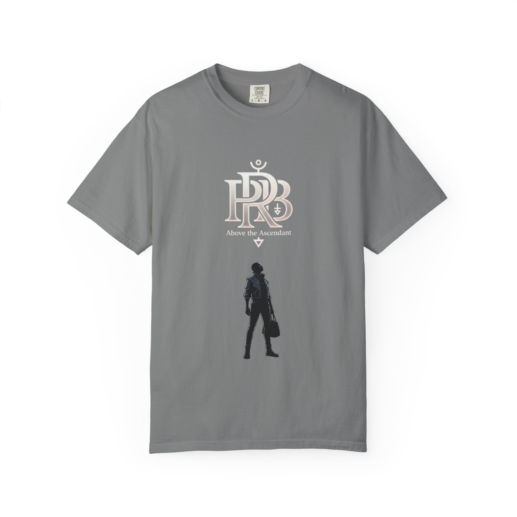Printify Silhouette Logo T‑Shirt — Minimalist Dressed Figure & PRD Monogram - T-Shirt