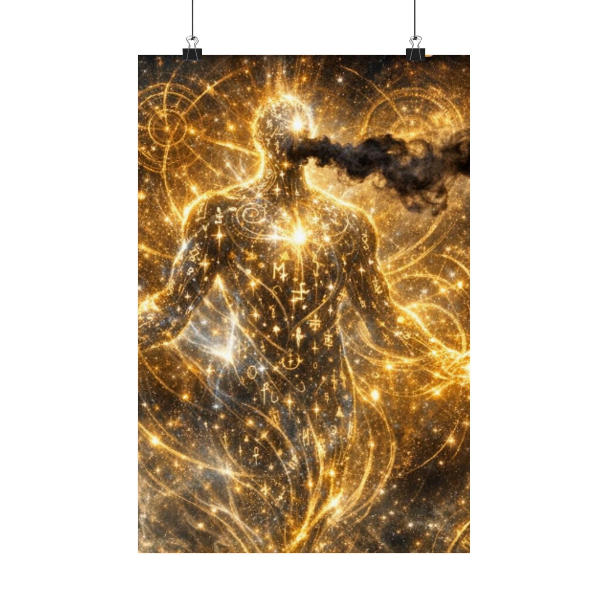 Power Runs Black PRB Archeon Kin Cosmic Figure Matte Vertical Poster | Spiritual Abstract Art by Printify