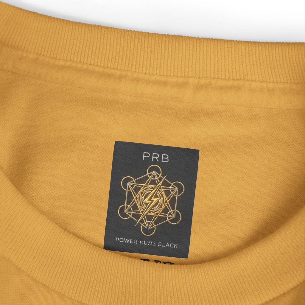 Power Runs Black PRB Abstract Geometric Logo Tee — Vintage Garment-Dyed Graphic T-Shirt by Power Runs Black