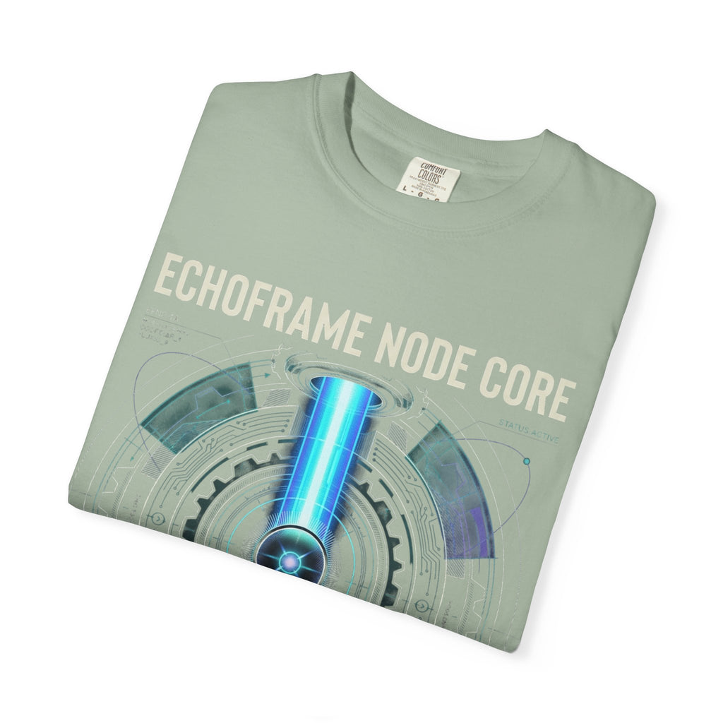 Power Runs Black PRB Echoframe Node Core T-Shirt — Futuristic Tech Graphic Tee by Power Runs Black