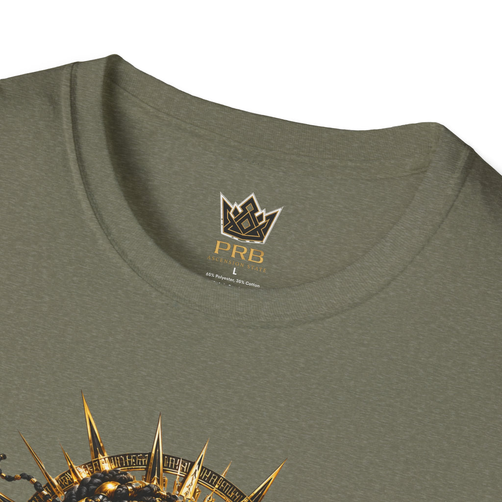 Power Runs Black PRB | Black Woman Portrait, Gold Accents Panther Graphics T by Power Runs Black