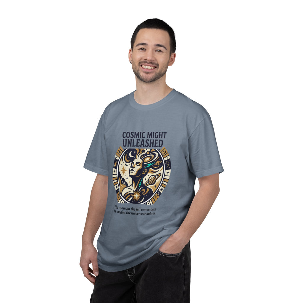 PRB Starforged Flex Cosmic Might Unleashed Graphic T-Shirt — Celestial Stag Astrology Tee by Power Runs Black