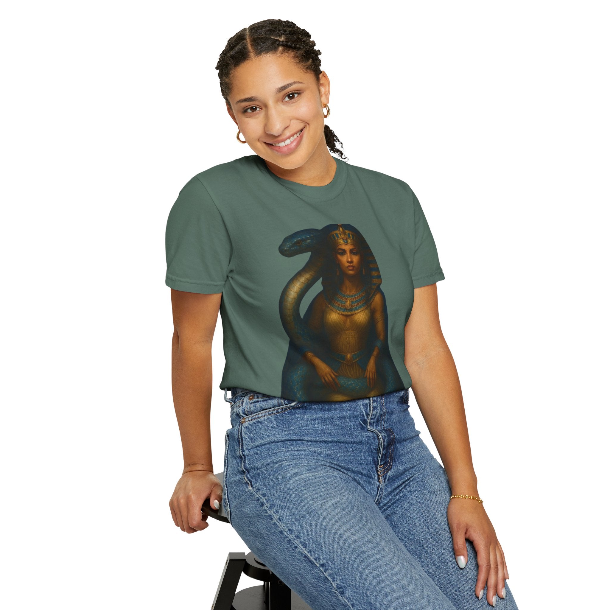 PRB Egyptian Goddess with Snake T-Shirt | Pharaoh Serpent Art Tee by Power Runs Black