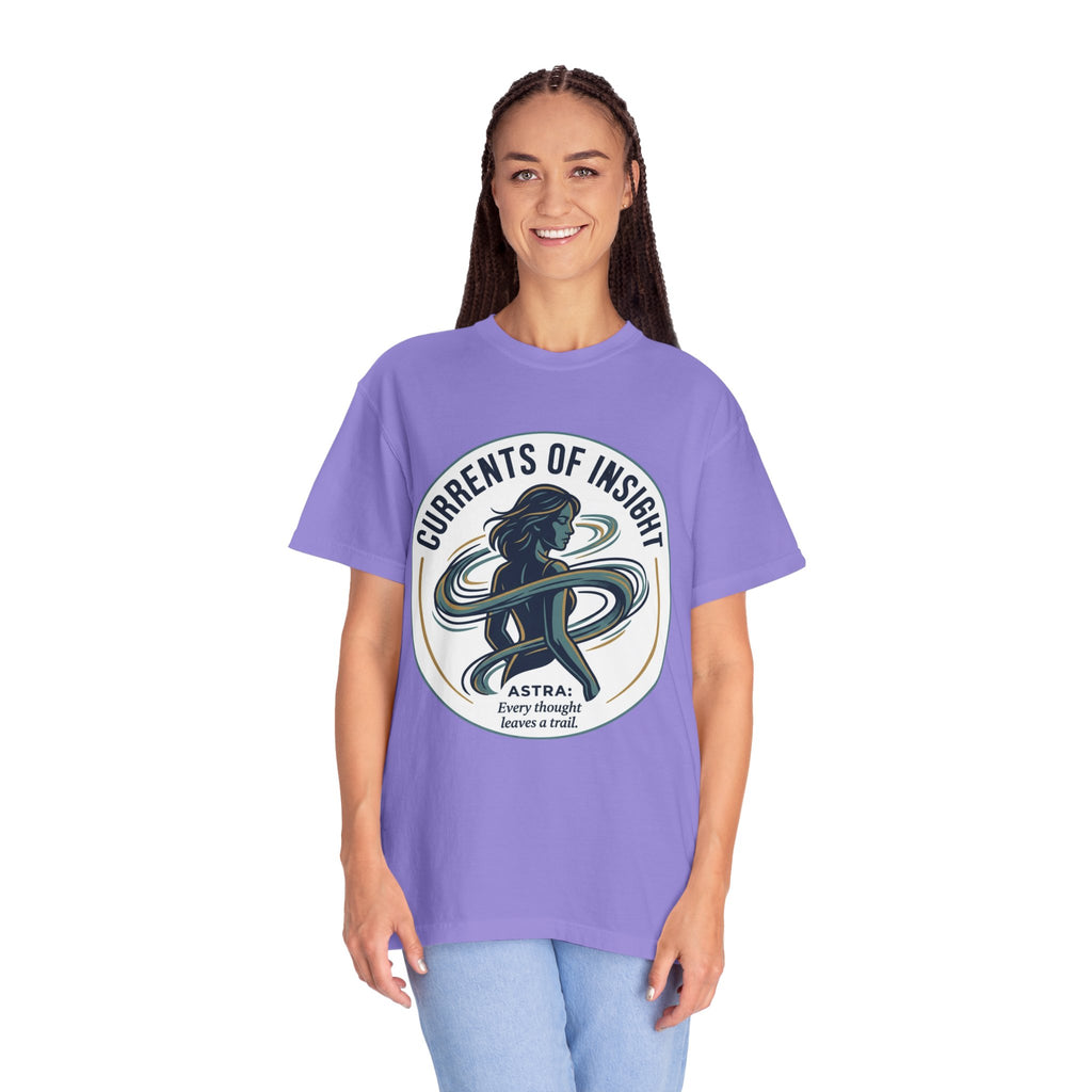 Power Runs Black Currents of Insight T-Shirt — 'Astra: Every thought leaves a trail' Graphic Tee by Power Runs Black