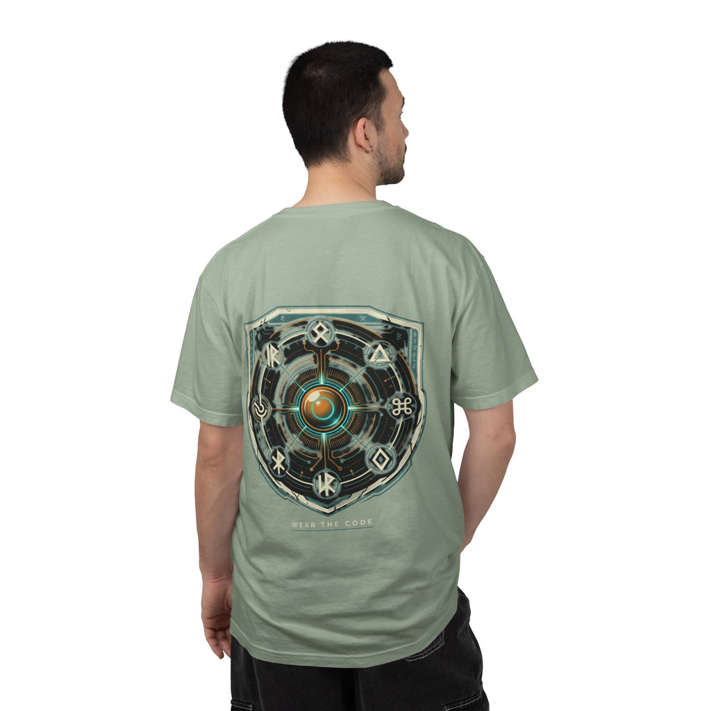 Power Runs Black PRB "Wear The Code" Mystic Shield T-Shirt — Geometric Sigil Graphic Tee by Printify