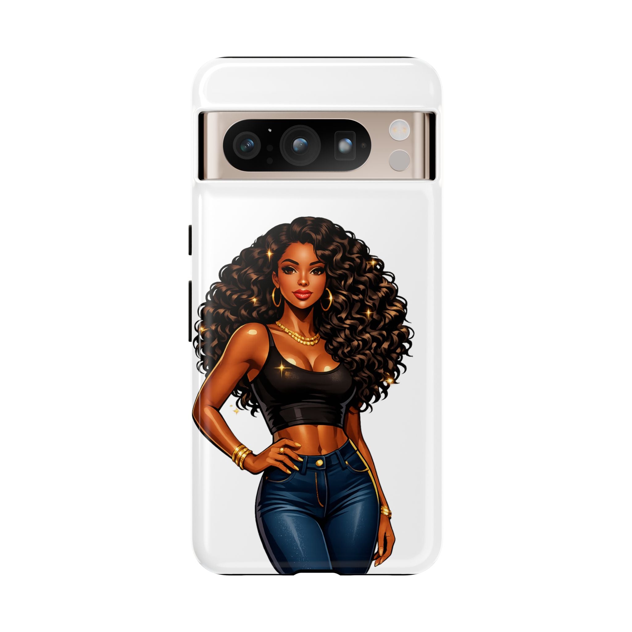 Pretty Rich Bitch by PRB Curly Hair Phone Case by Power Runs Black