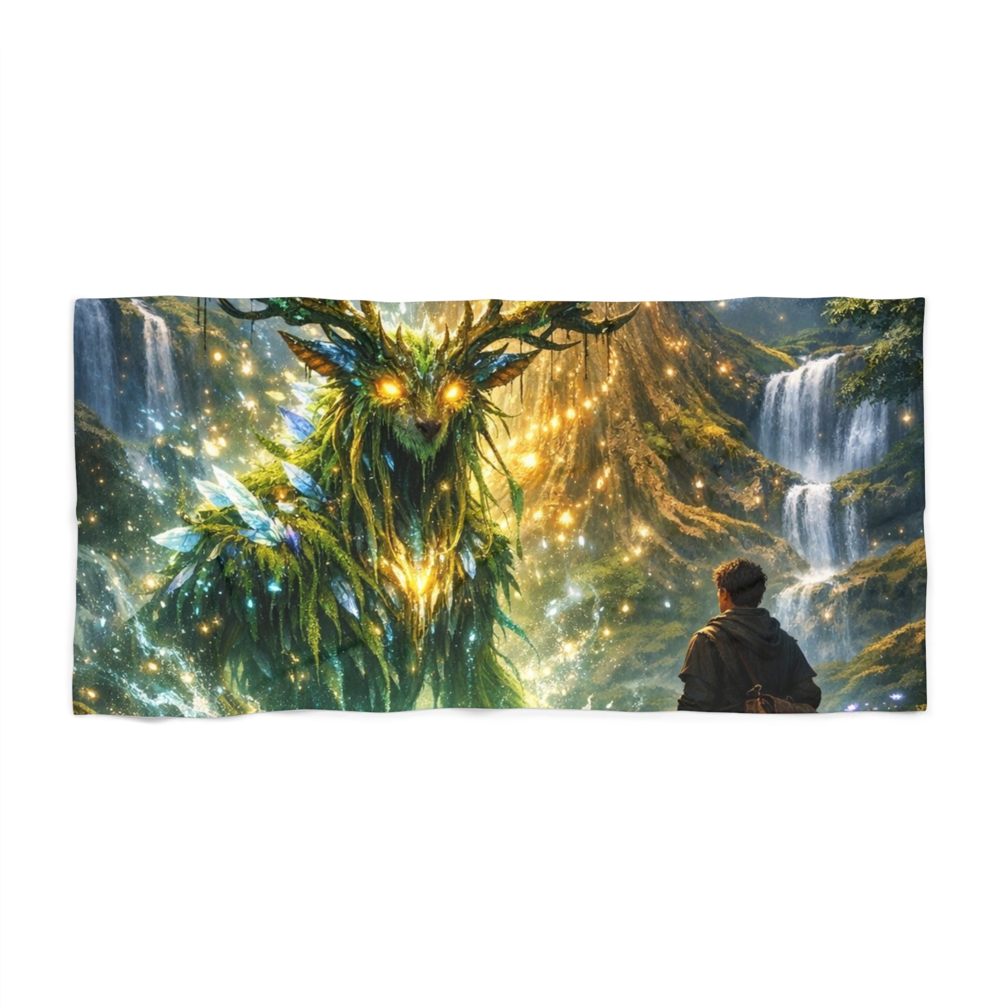 PRB Enchanted Forest Spirit Beach Towel | Tree Guardian Fantasy Scene by Printify