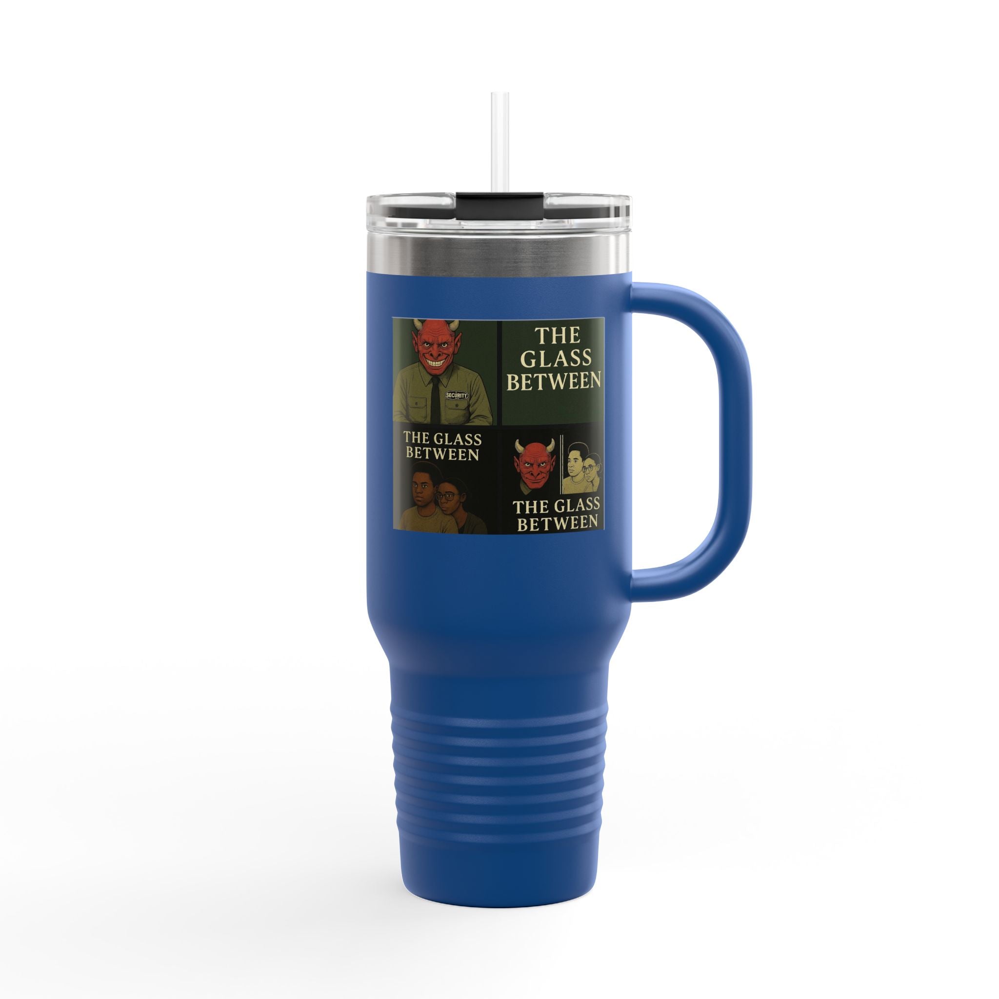 PRB The Glass Between collage travel mug | 40oz insulated tumbler by Power Runs Black