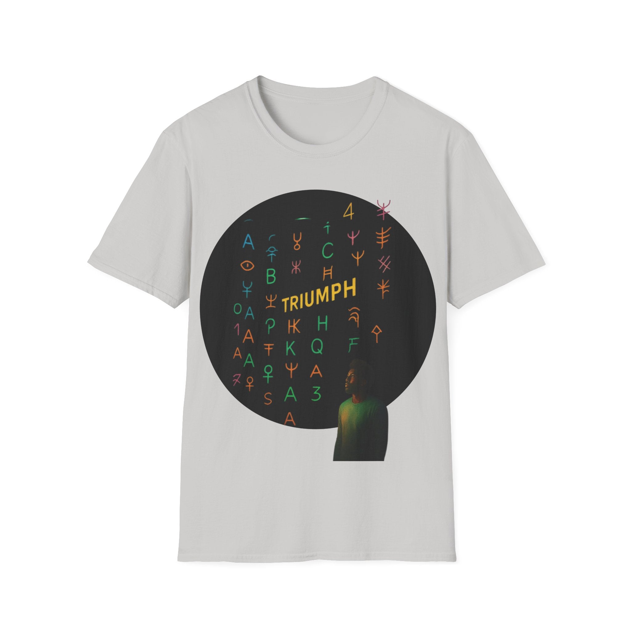 PRB Triumph Afro Hair Silhouette T-Shirt | Black Hair Alphabet Design by Printify