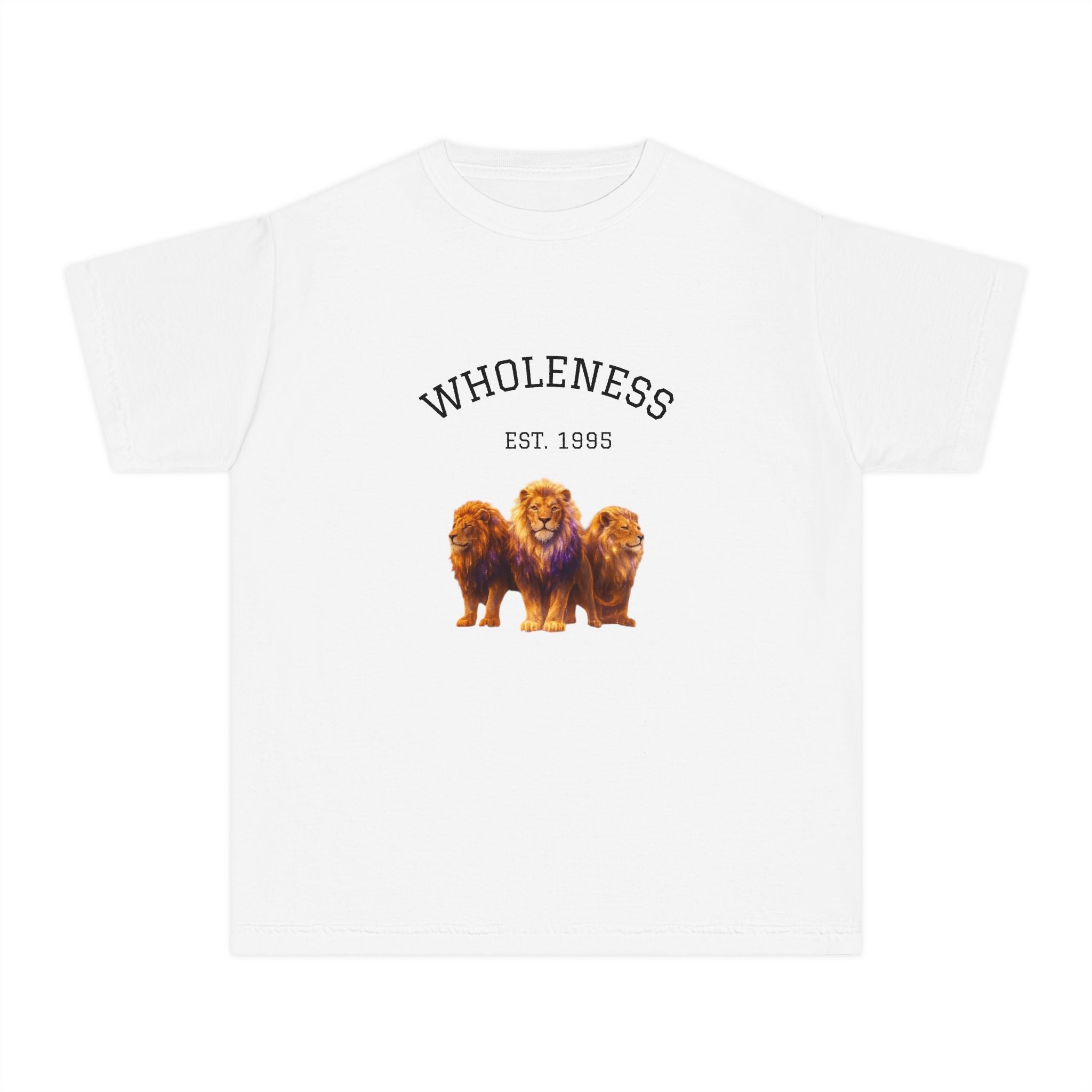 Power Runs Black PRB Youth Tee — "Wholeness Est. 1995" Lion Graphic Kids Shirt by Power Runs Black
