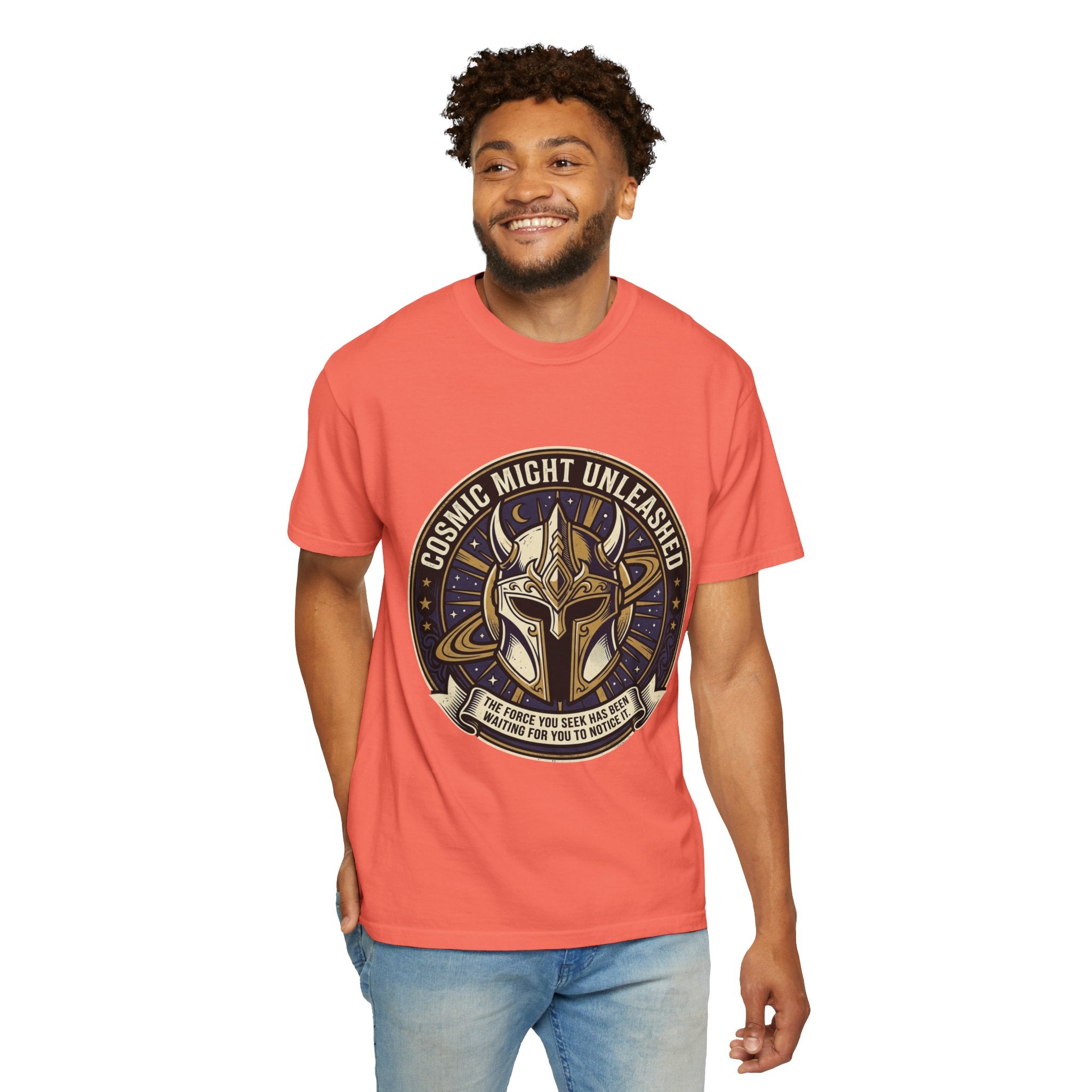 PRB Starforged Flex Cosmic Might Unleashed T-Shirt — Mythic Helmet Graphic Tee by Power Runs Black