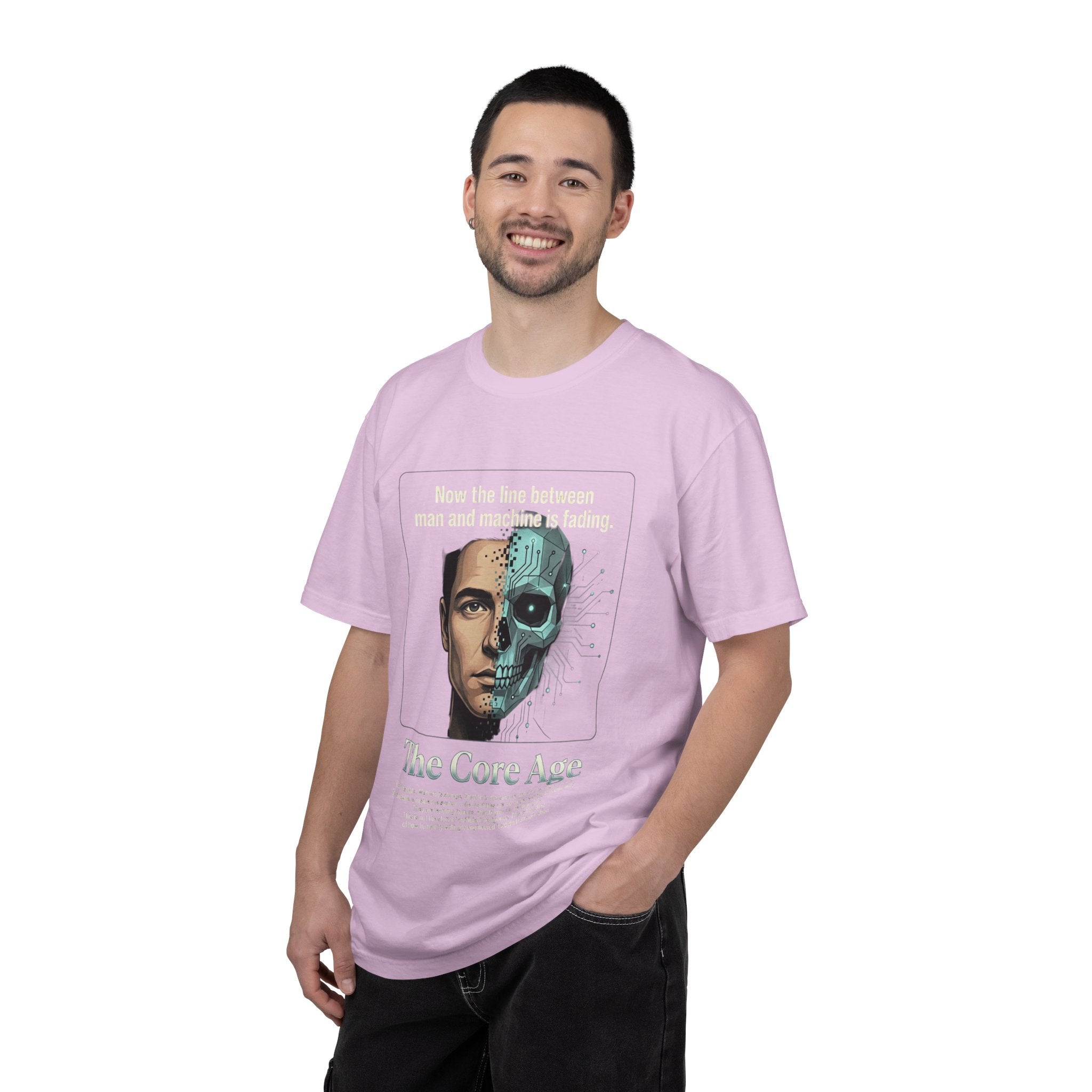Power Runs Black AI Fusion Graphic T-Shirt — "The Core Age" Split Face Design by Power Runs Black