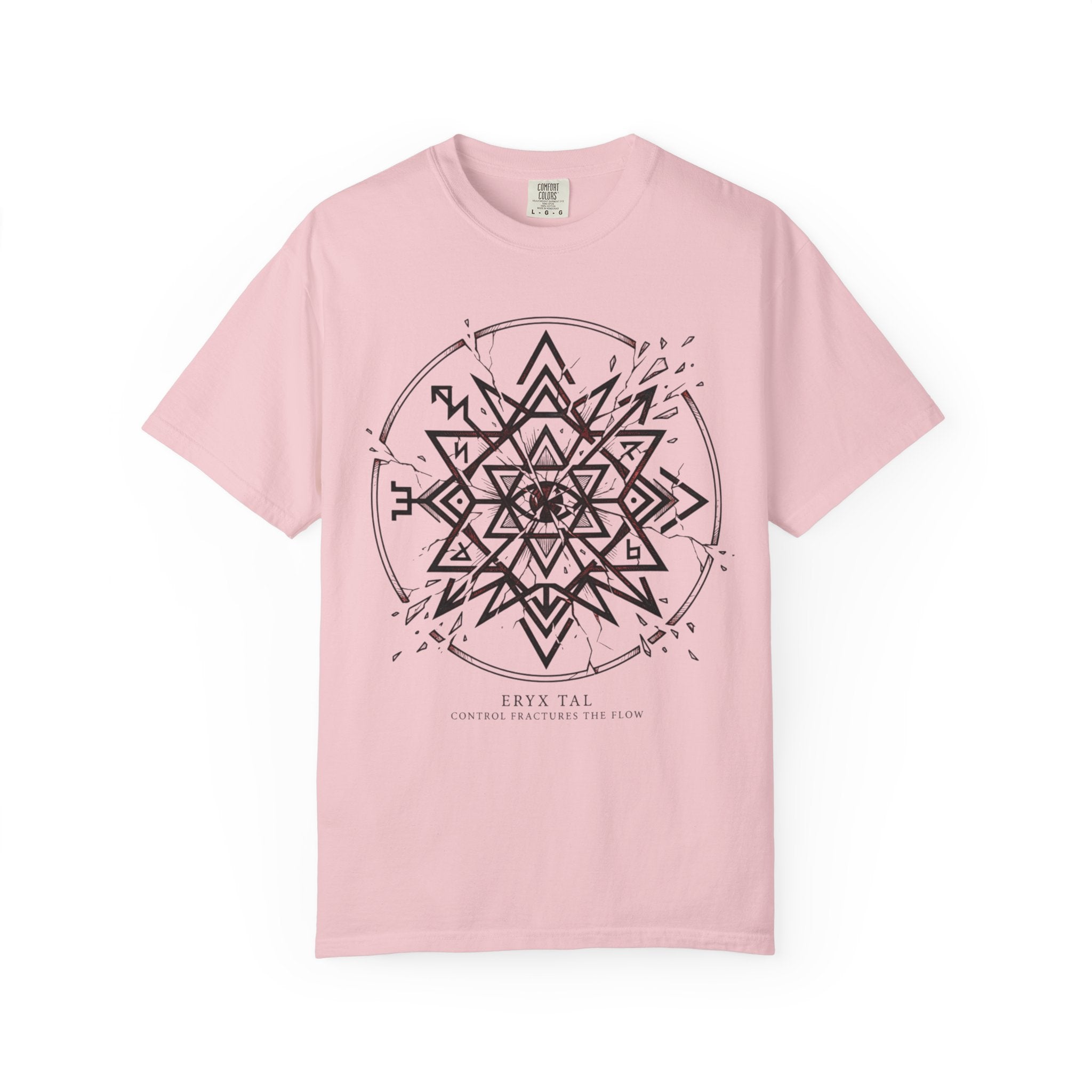 Power Runs Black PRB Eryx Tal Geometric Mandala T-Shirt — Symmetric Star Graphic Tee by Printify