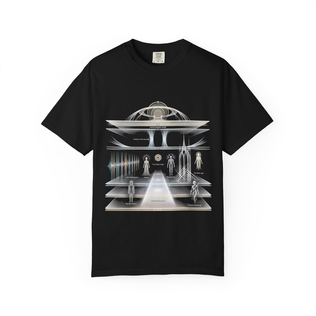 UFO Abduction Scene T-Shirt | Vintage Sci-Fi Alien Beam Graphic Tee by Printify