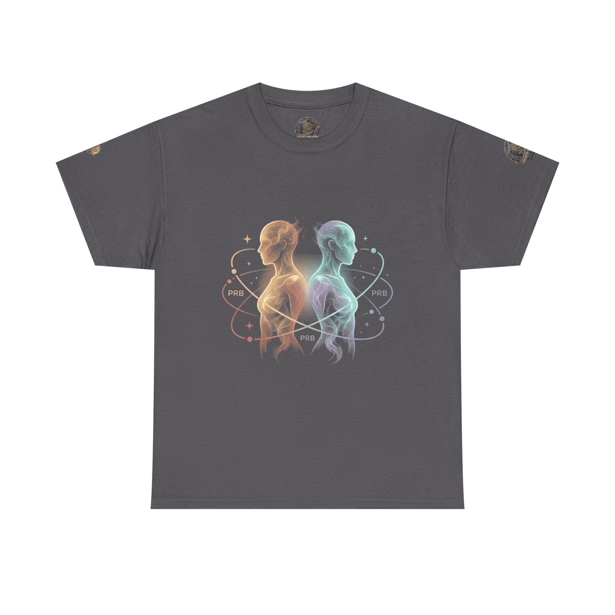 Power Runs Black Gemini Spirit Tee — Twin Sun & Moon Celestial Graphic T-Shirt by Printify