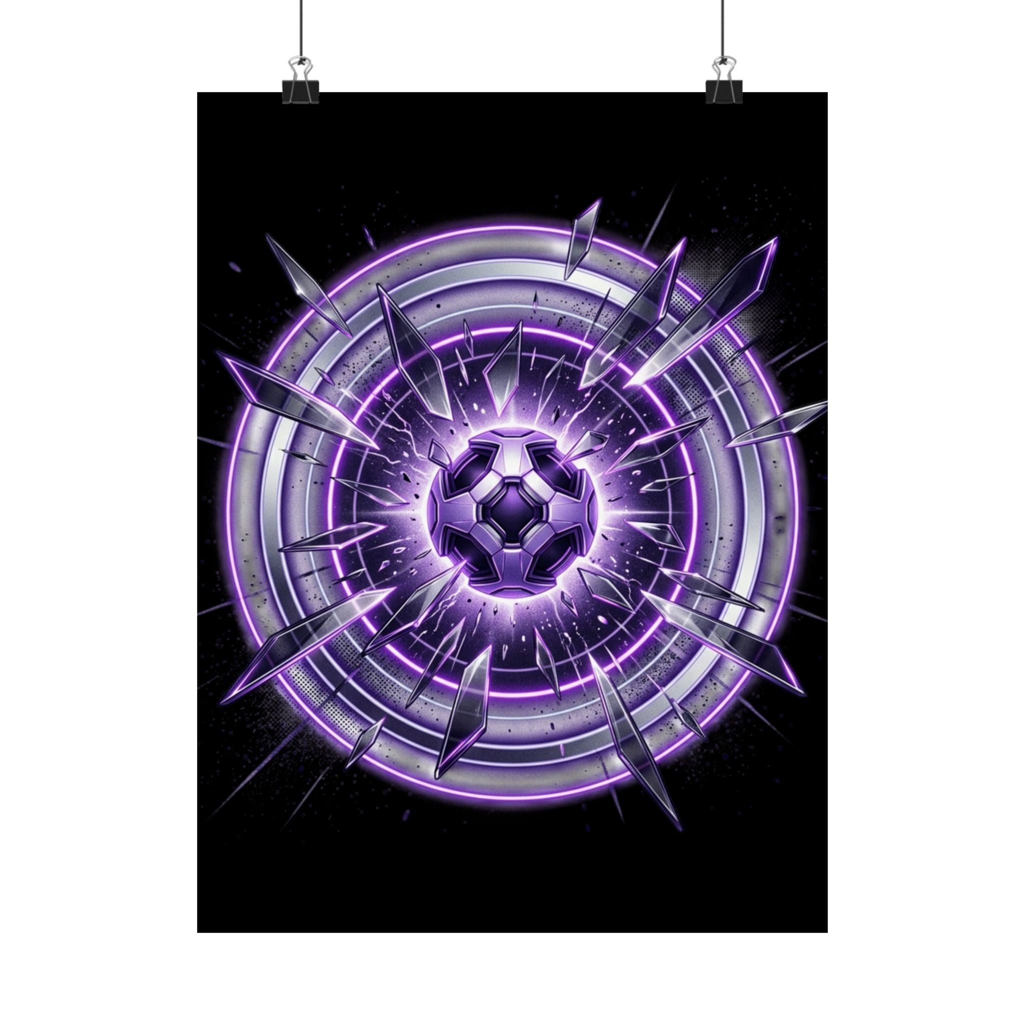 Power Runs Black Purple Energy Shield Matte Poster by Power Runs Black