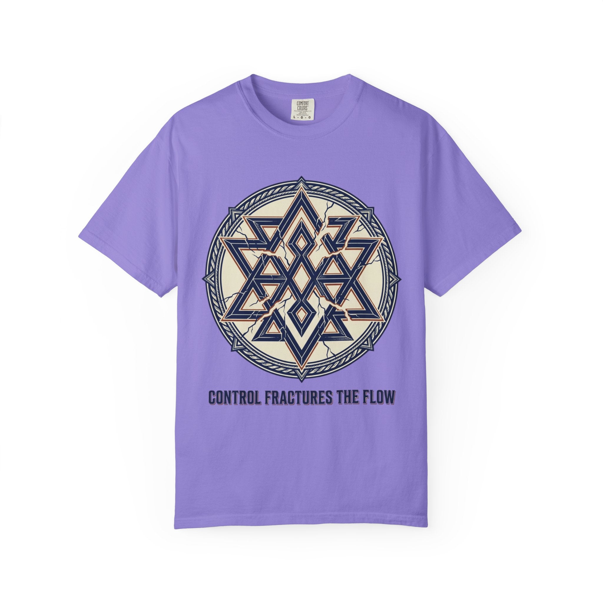 Power Runs Black PRB Geometric Star Mandala T-Shirt — "Control Fractures the Flow" Graphic Tee by Power Runs Black