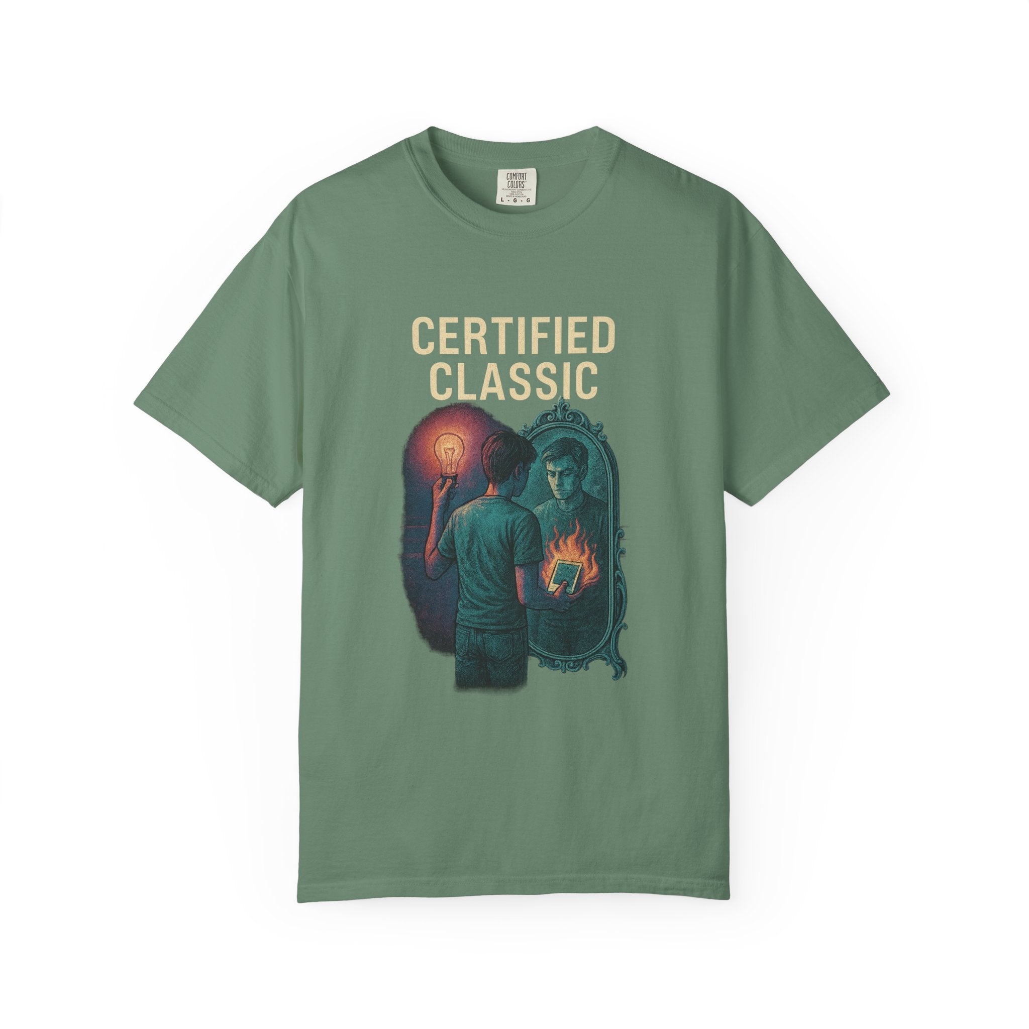 PRB Certified Classic Mirror Illustration T-shirt | Retro Mystic Artwork by Power Runs Black