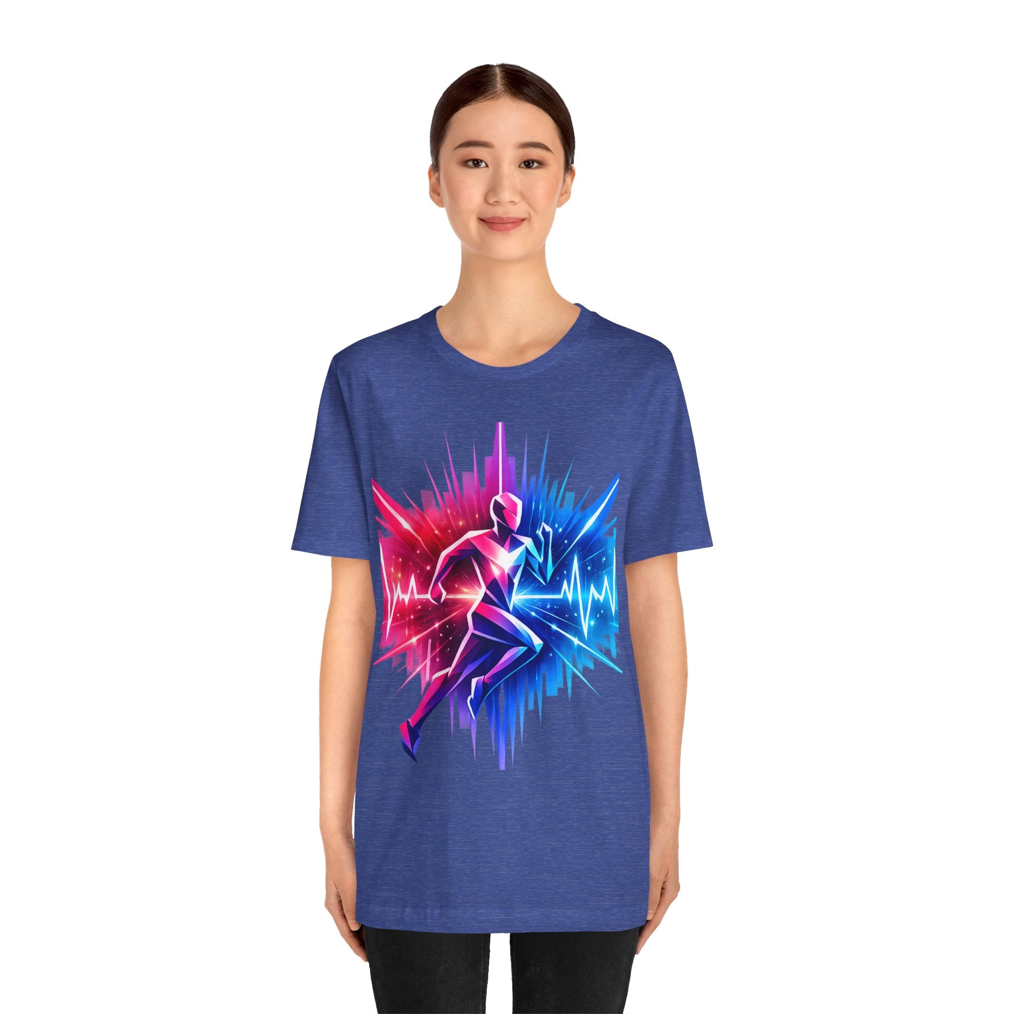 Power Runs Black PRB Running Pulse Graphic Tee — Neon Runner Heartbeat Sports T‑Shirt by Power Runs Black