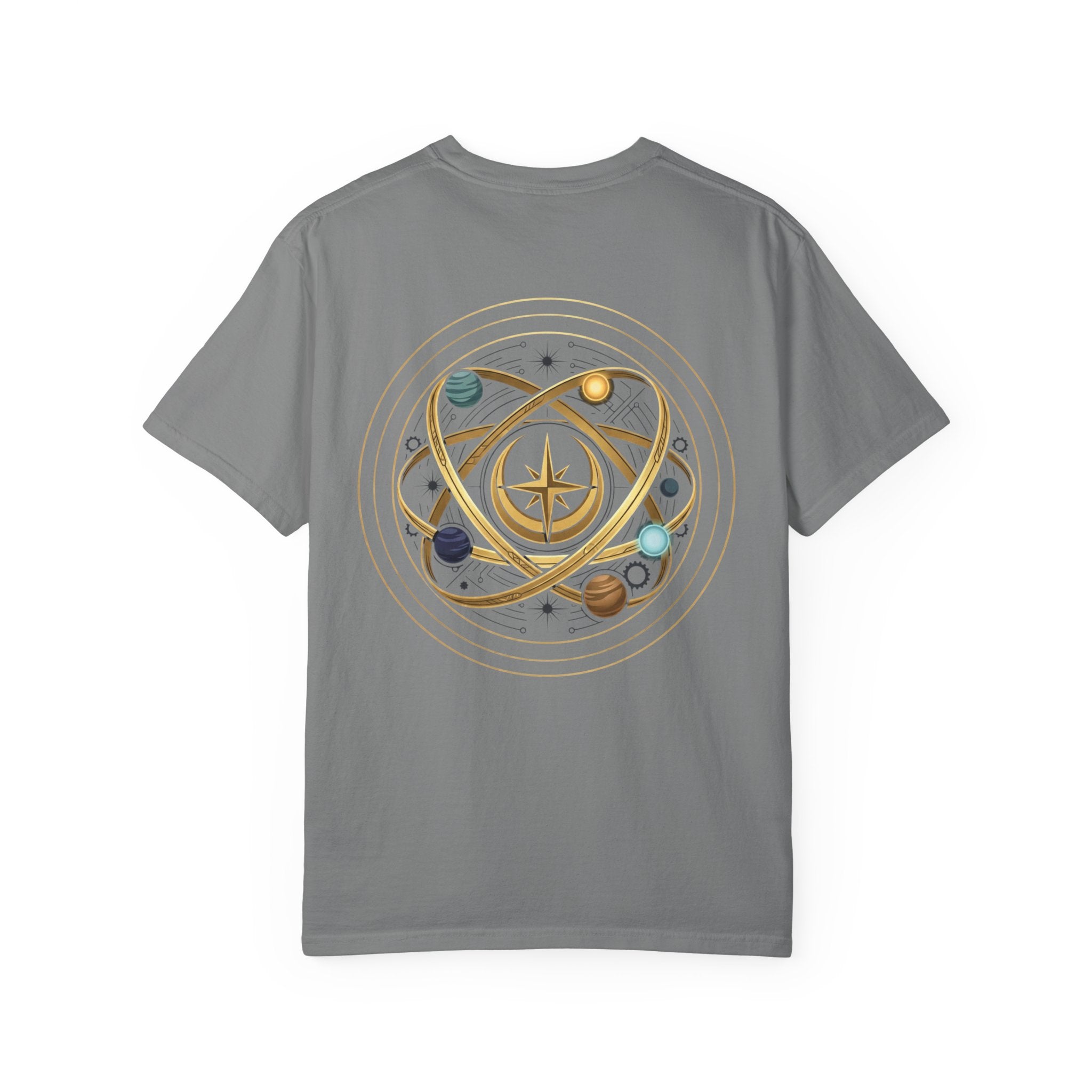 PRB Crown & Cosmos Graphic T-Shirt | Gold Royal Crest & Celestial Back by Printify