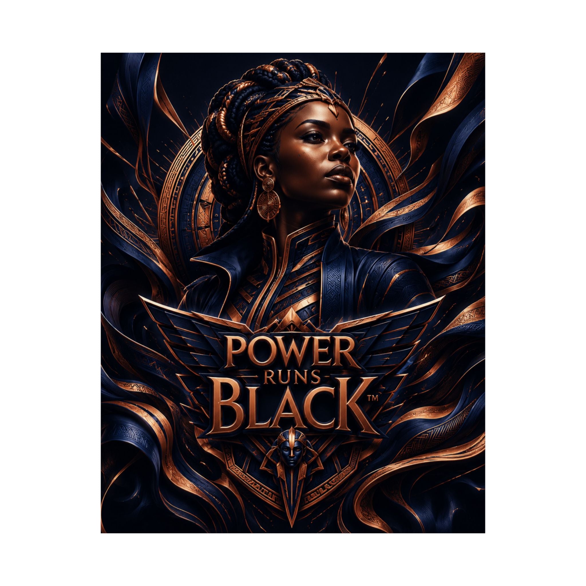 Power Runs Black Matte Poster — Afrocentric Inspirational Wall Art by Power Runs Black