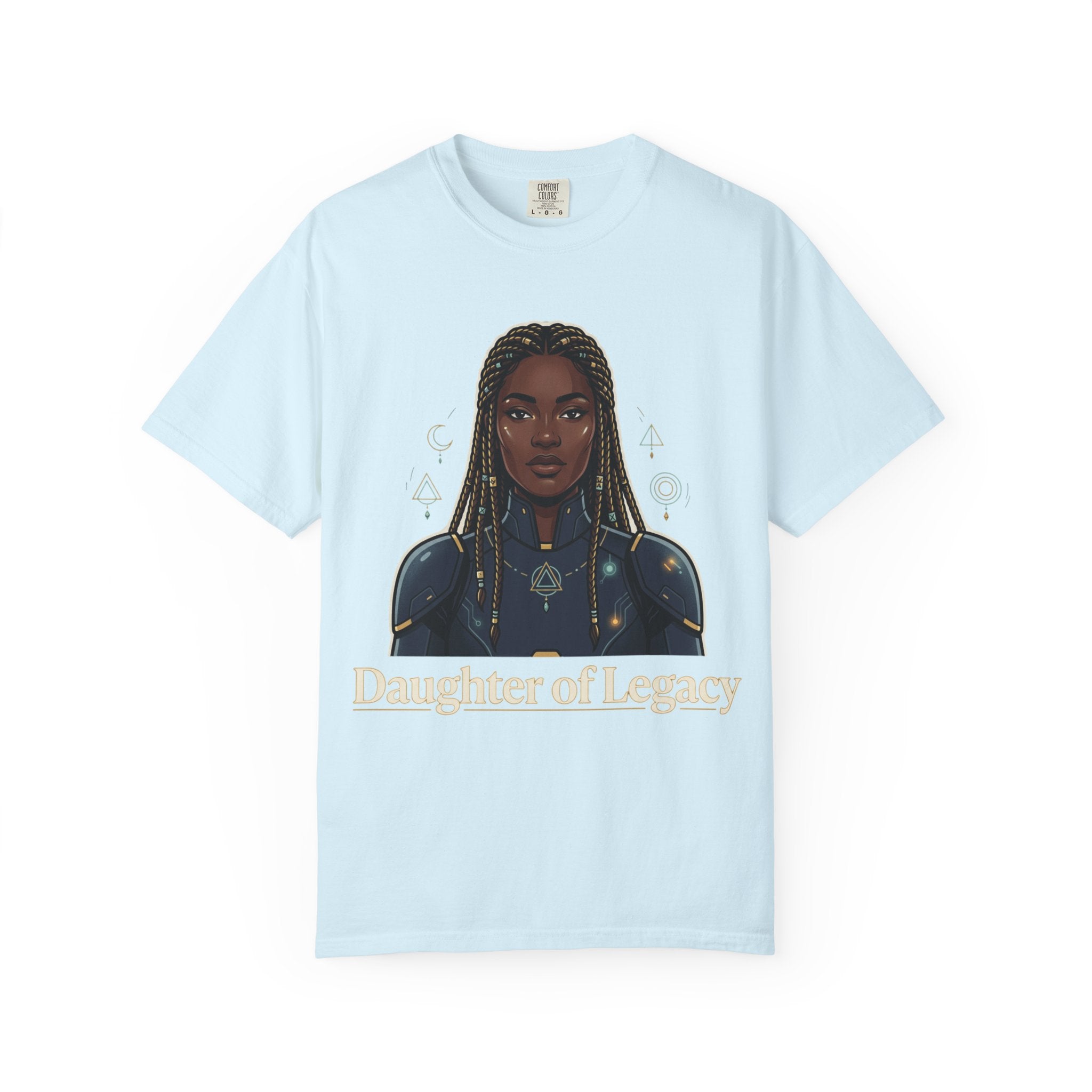 Power Runs Black Daughter of Legacy Graphic T-Shirt | Black Girl Magic Portrait Tee by Printify